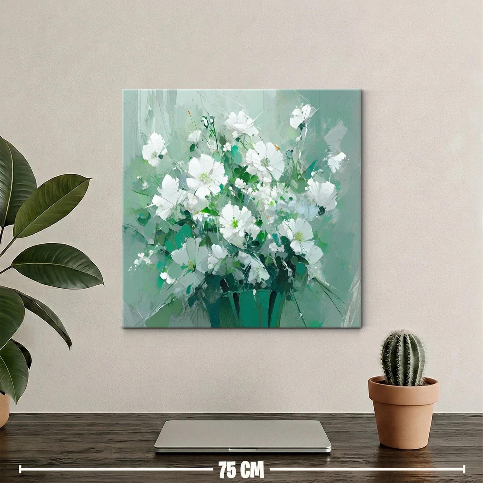 Ramo de flores blancas con fondo verde suave — miniatura 2
