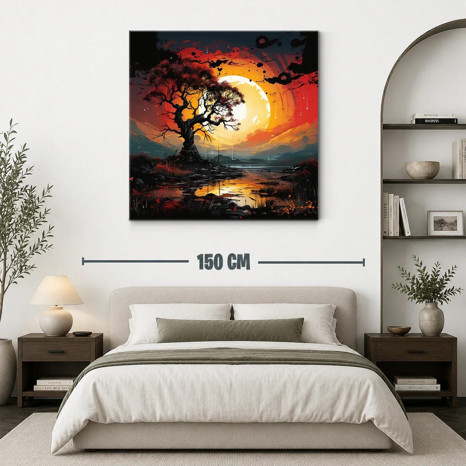 Atardecer místico con árbol sobre lago reflejante — miniatura 3