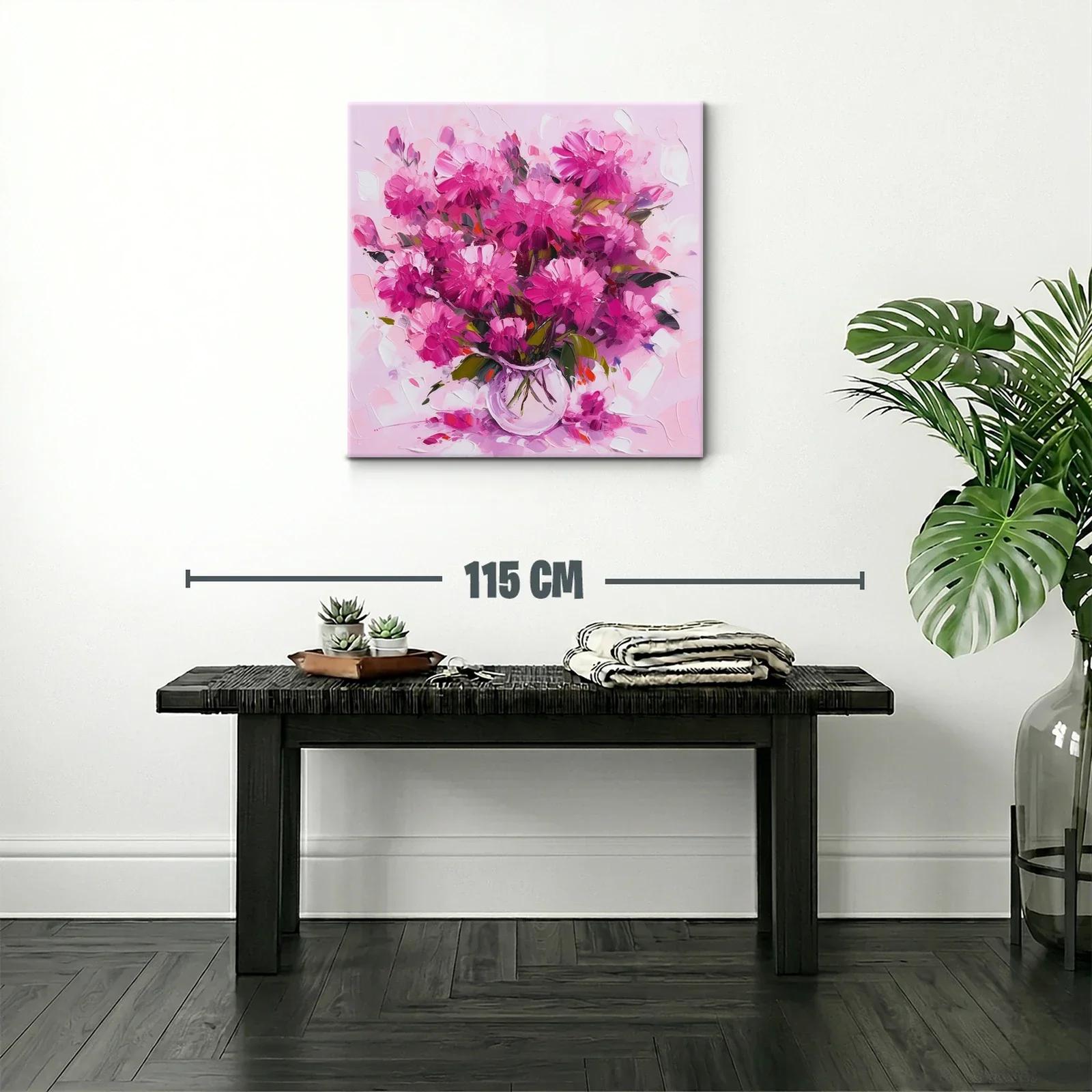 Cuadro floral con vibrantes tonos rosas y lilas — miniatura 2