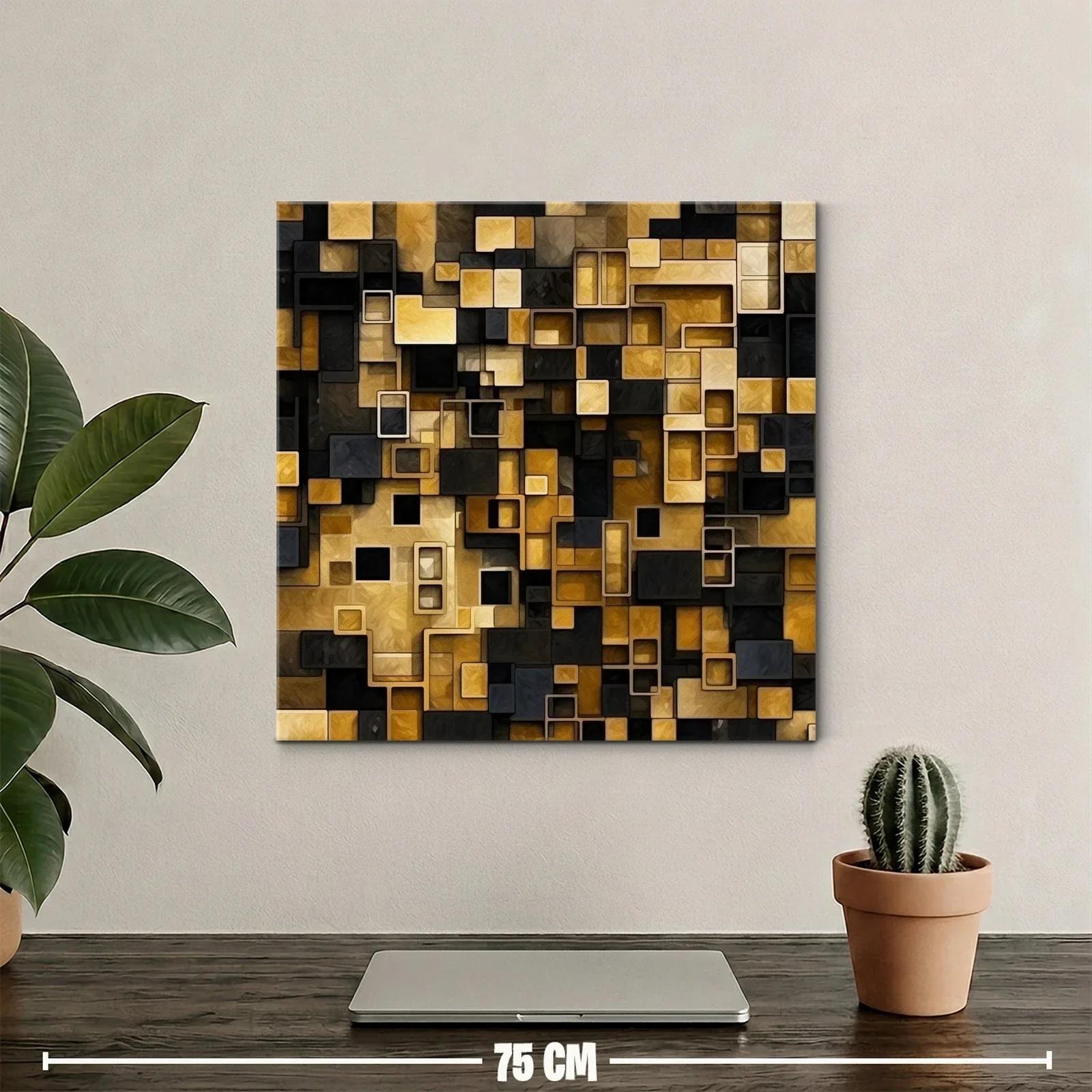Composición geométrica en tonos dorados y negros vibrantes — miniatura 2