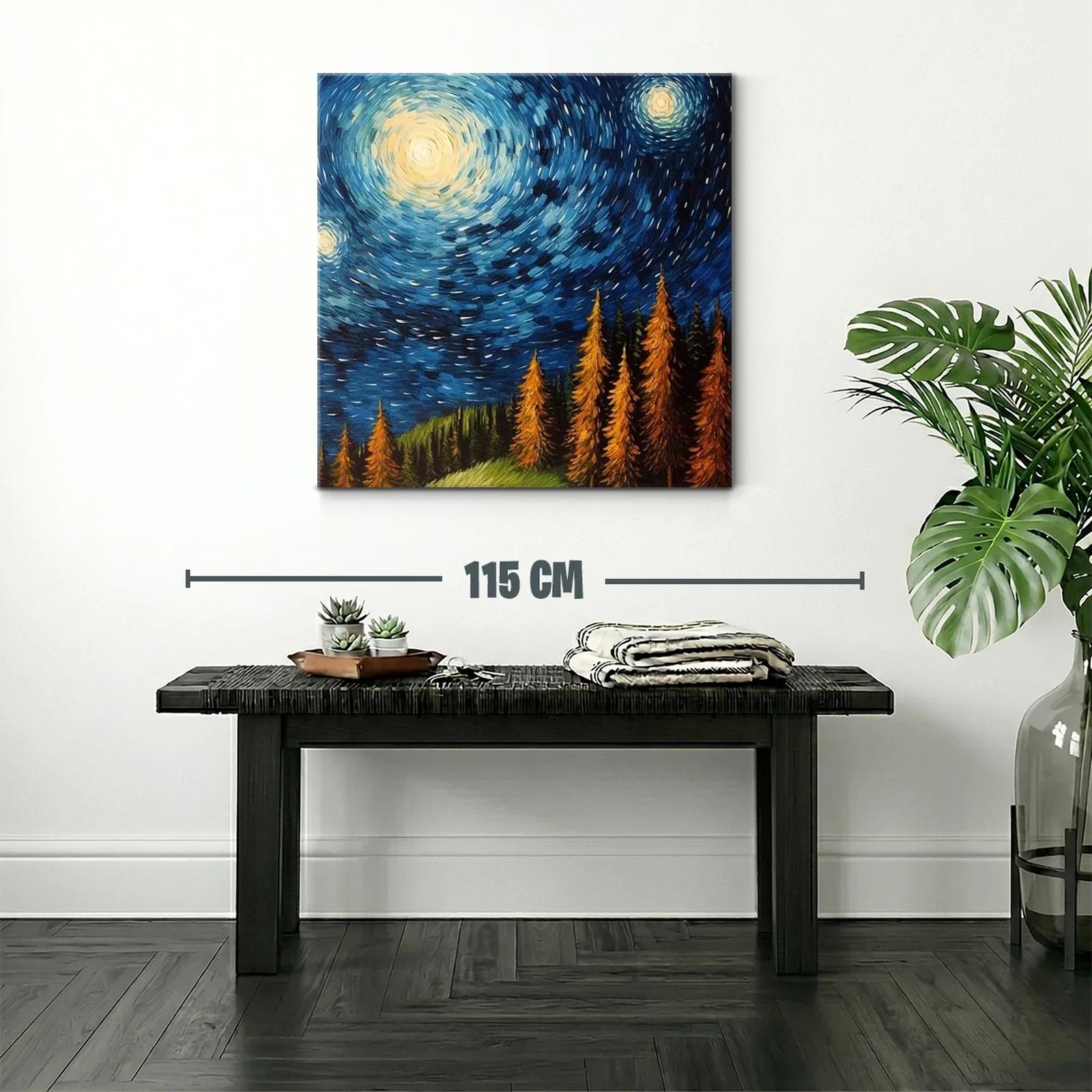 Cielo estrellado vibrante sobre bosque otoñal — miniatura 2