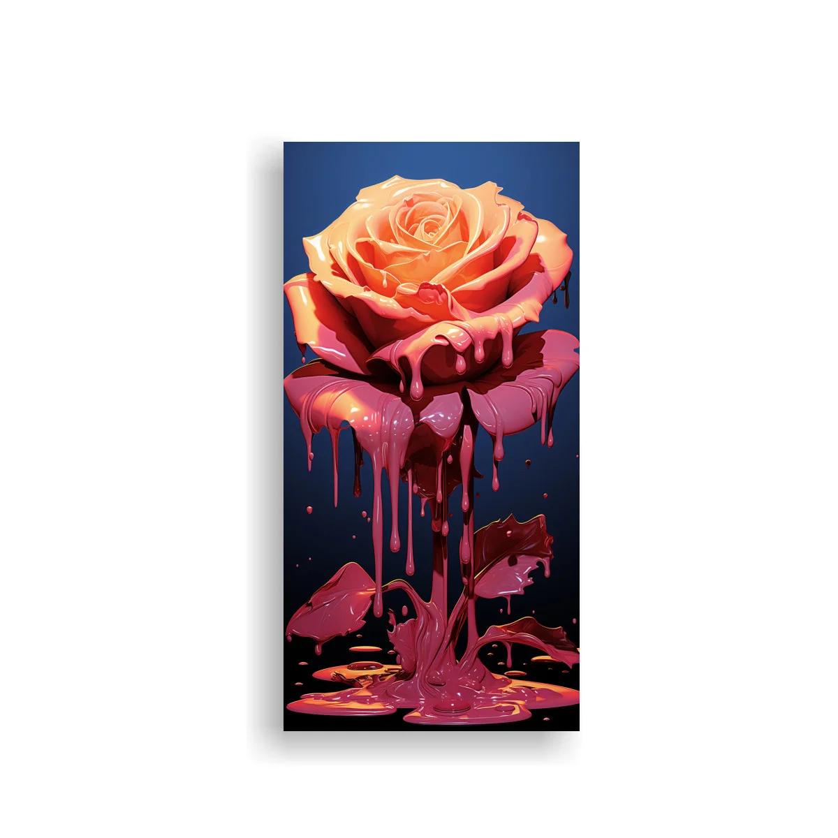 Cuadro rosa derretida con pintura magenta y charco brillante