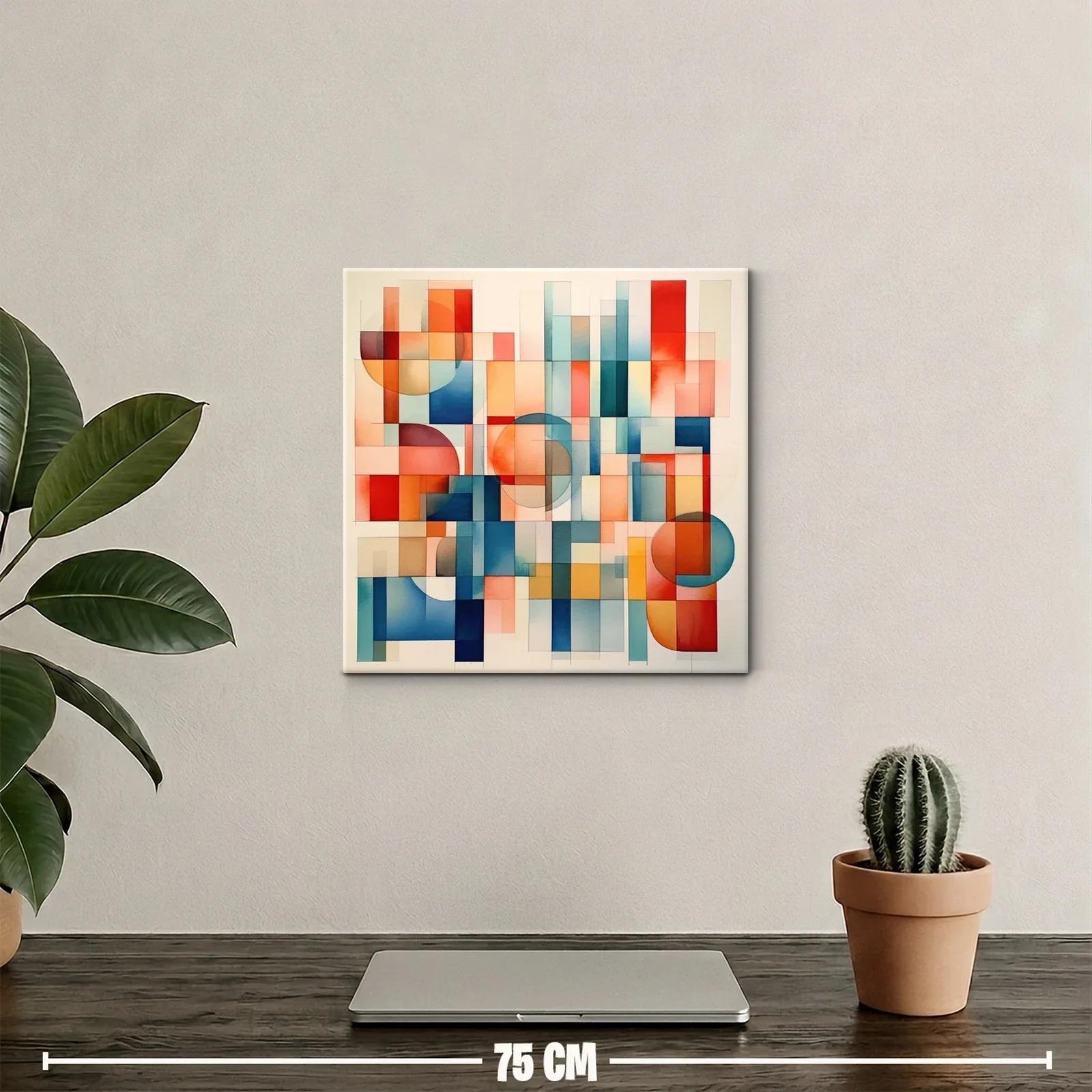Composición geométrica en tonos cálidos y fríos vibrantes — miniatura 2
