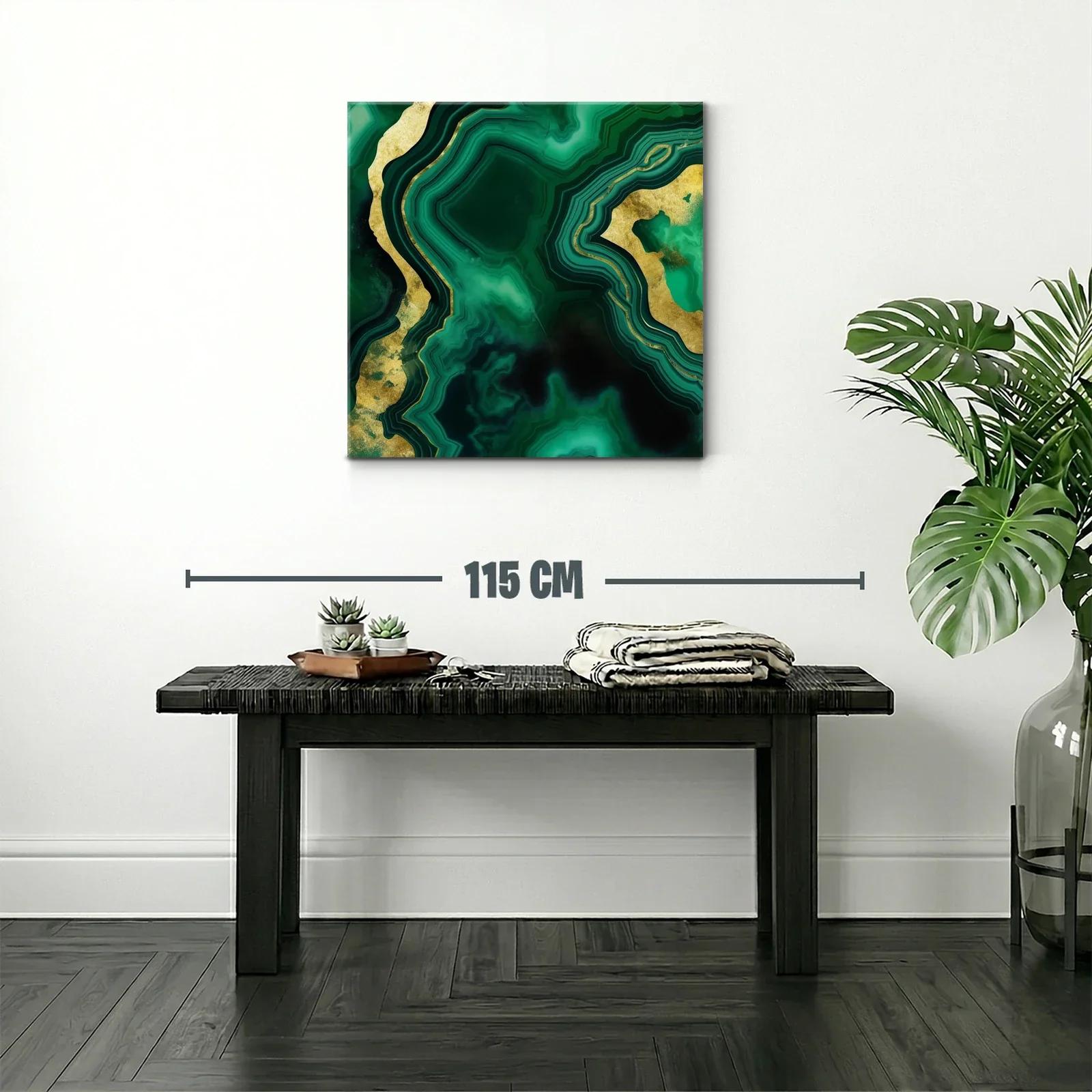 Arte Abstracto en Verde Esmeralda con Destellos Dorados — miniatura 2