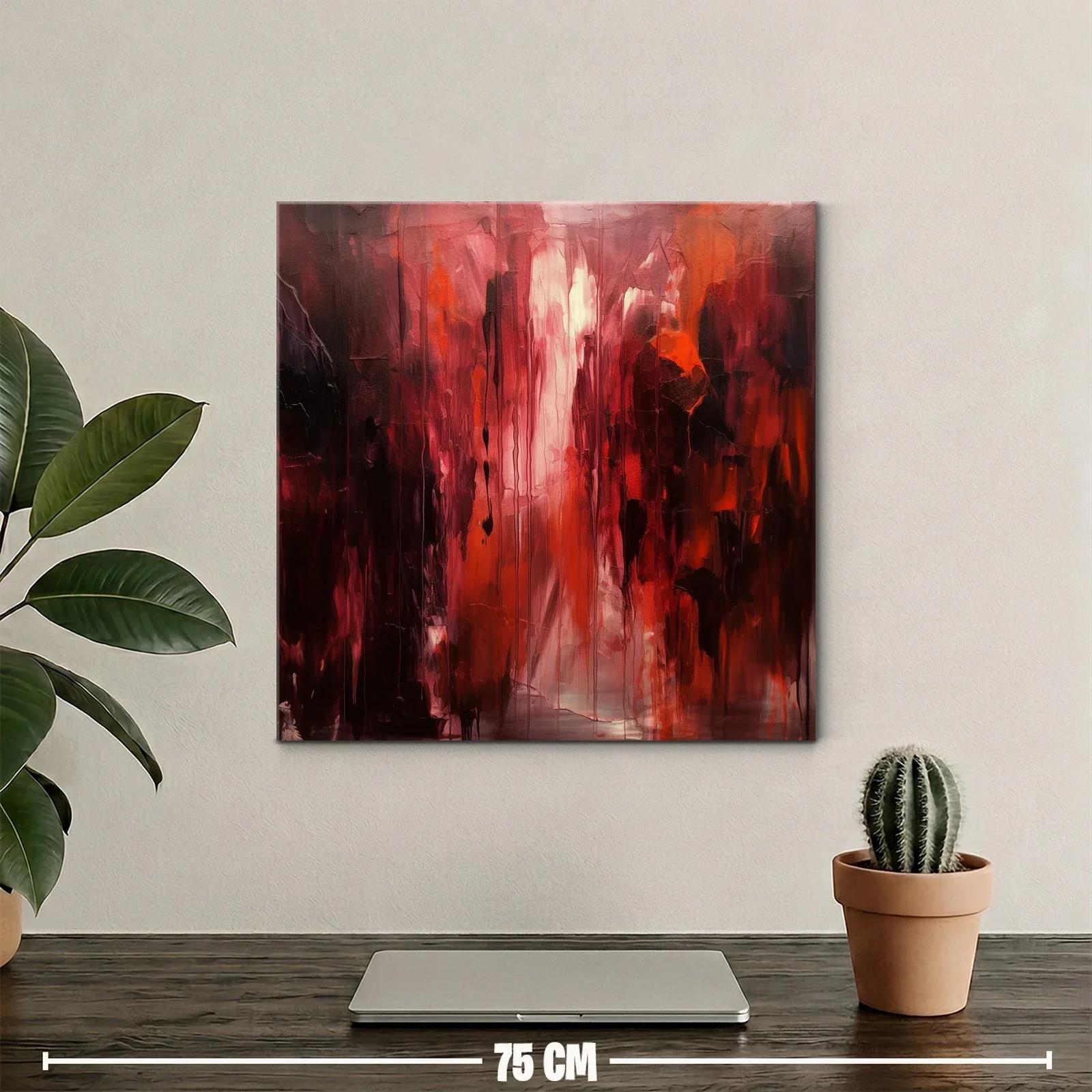Cuadro abstracto en tonos rojos y burdeos vibrantes — miniatura 2