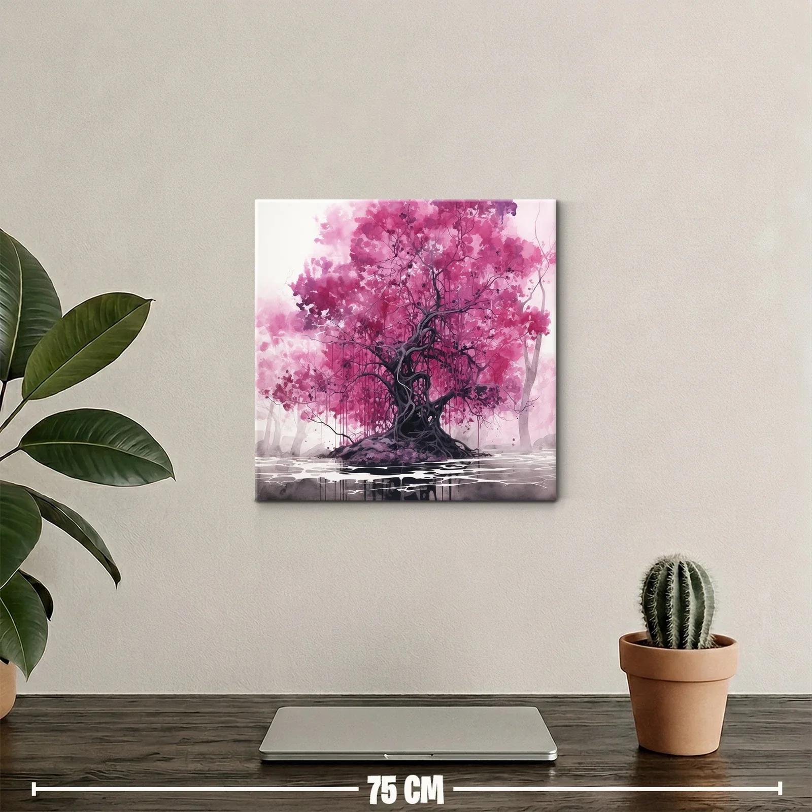 Árbol mágico con follaje en tonos rosa vibrantes — miniatura 2