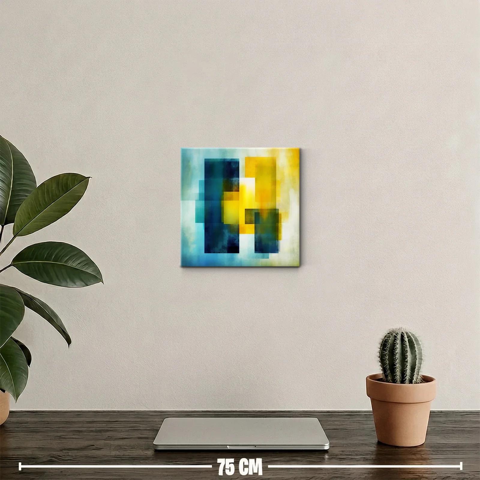 Composición abstracta con tonos azules y amarillos vibrantes — miniatura 2
