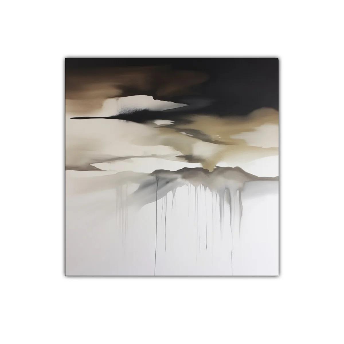 Cuadro abstracto con tonos tierra y grises suaves