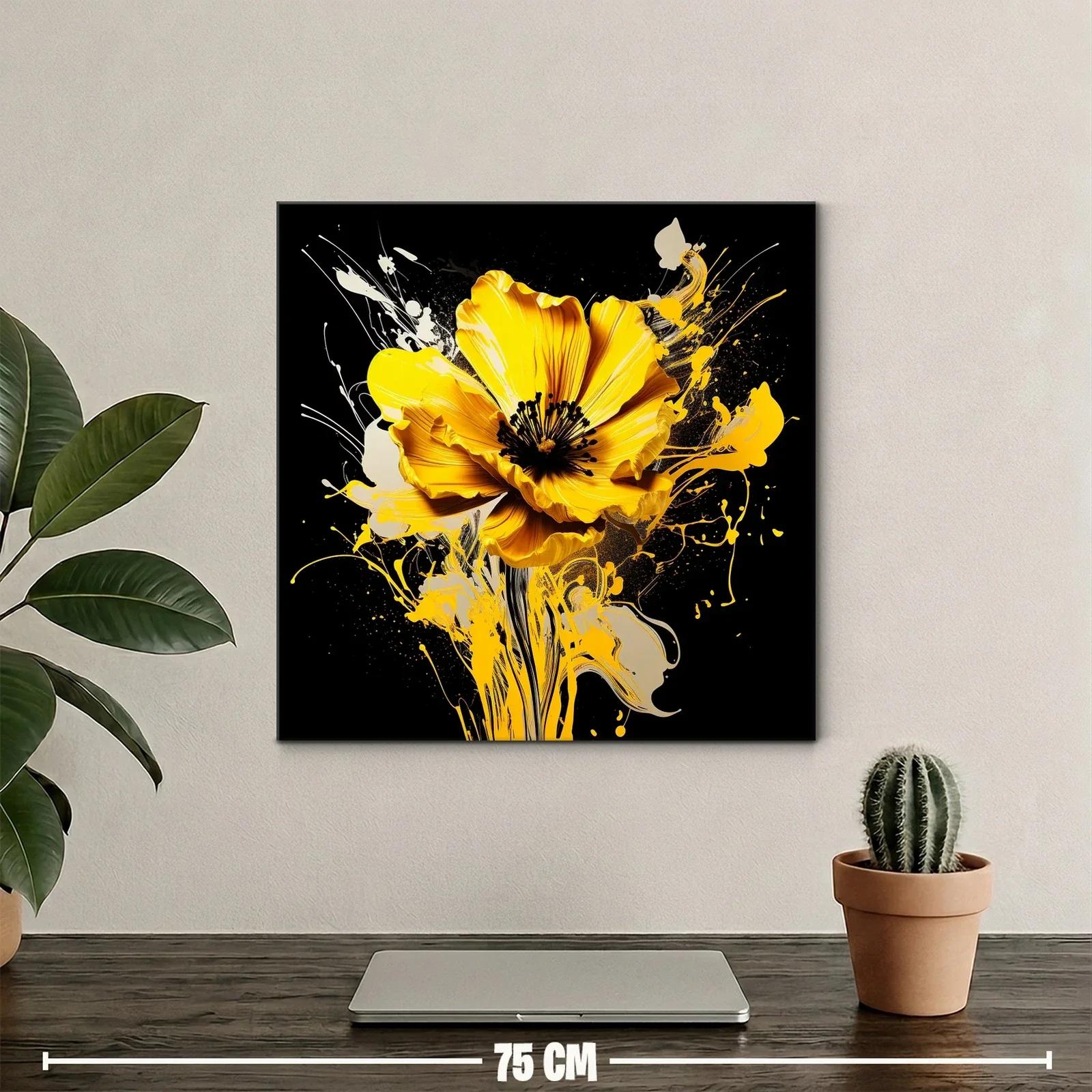 Impactante flor amarilla sobre fondo negro — miniatura 2