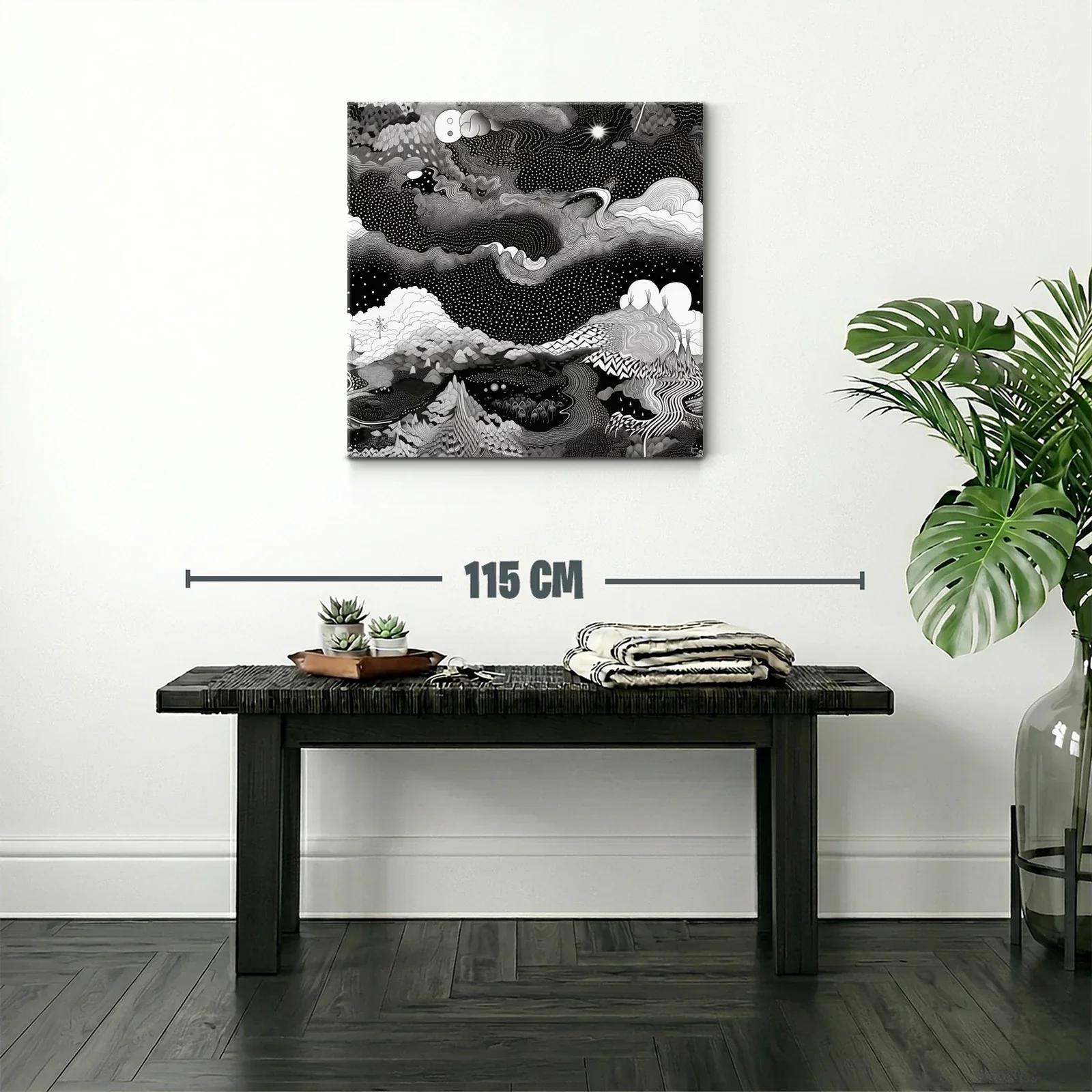 Paisaje cósmico abstracto en blanco y negro impactante — miniatura 2