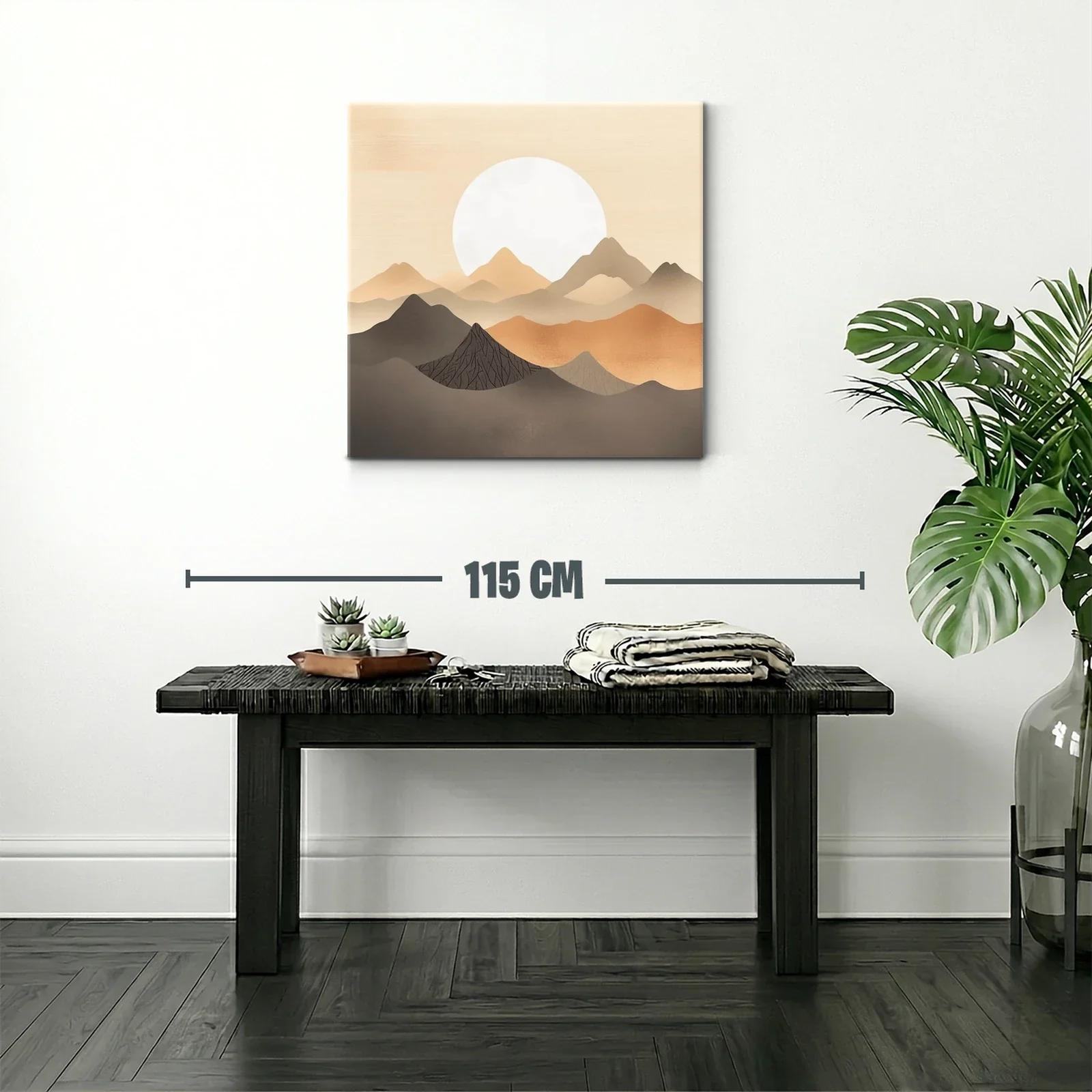 Montañas en tonos neutros con sol brillante al fondo — miniatura 2