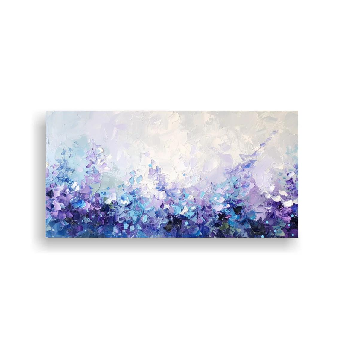 Cuadro campo de flores lilas con fondo brumoso — imagen principal