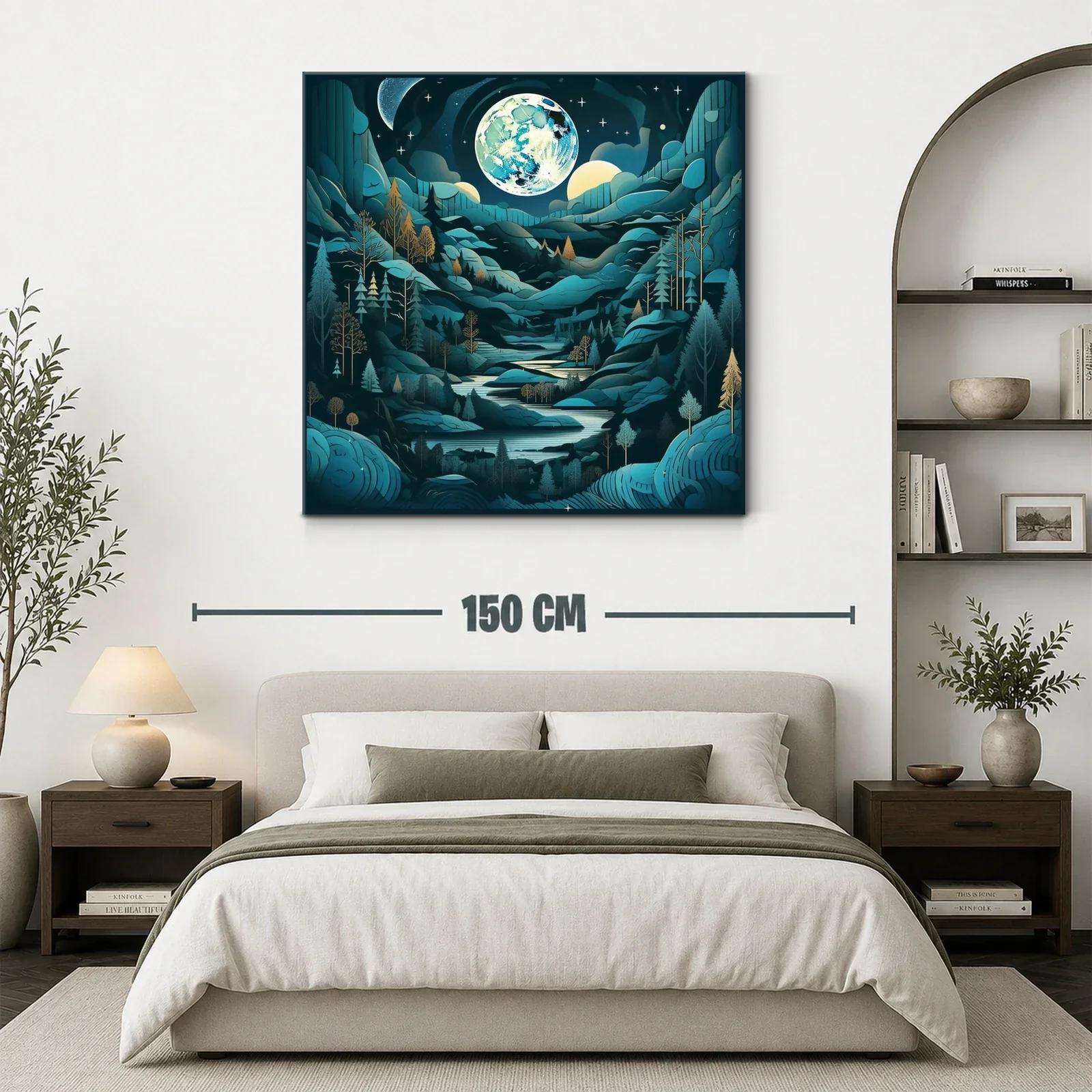 Paisaje nocturno con efecto de luna llena brillante — miniatura 3