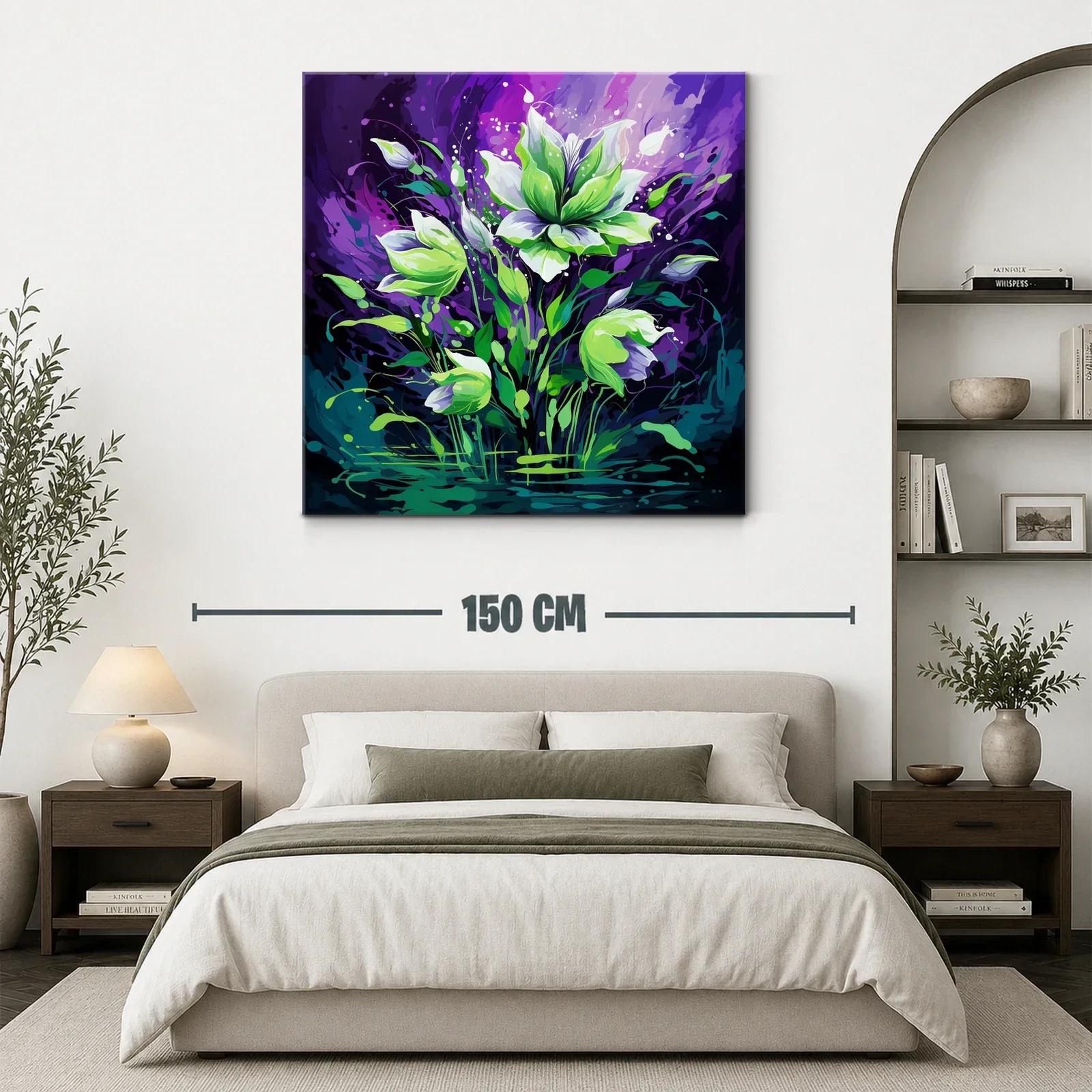 Flores vibrantes en tonos verdes y púrpuras — miniatura 3