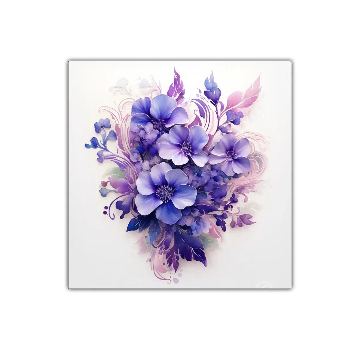 Cuadro florido en tonos violetas y lilas para decoración