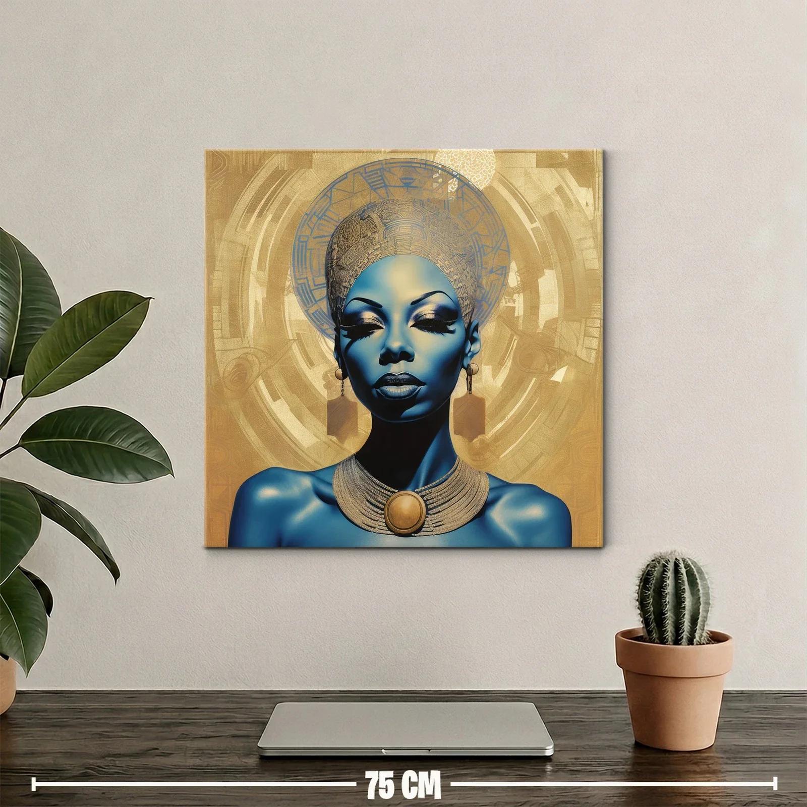 Retrato elegante con halo dorado y tonos azules intensos — miniatura 2
