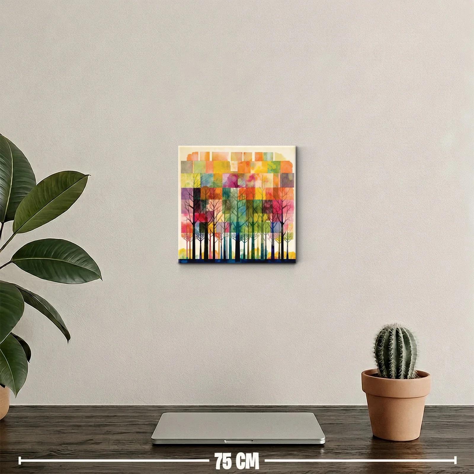 Bosque multicolor con texturas y formas geométricas — miniatura 2