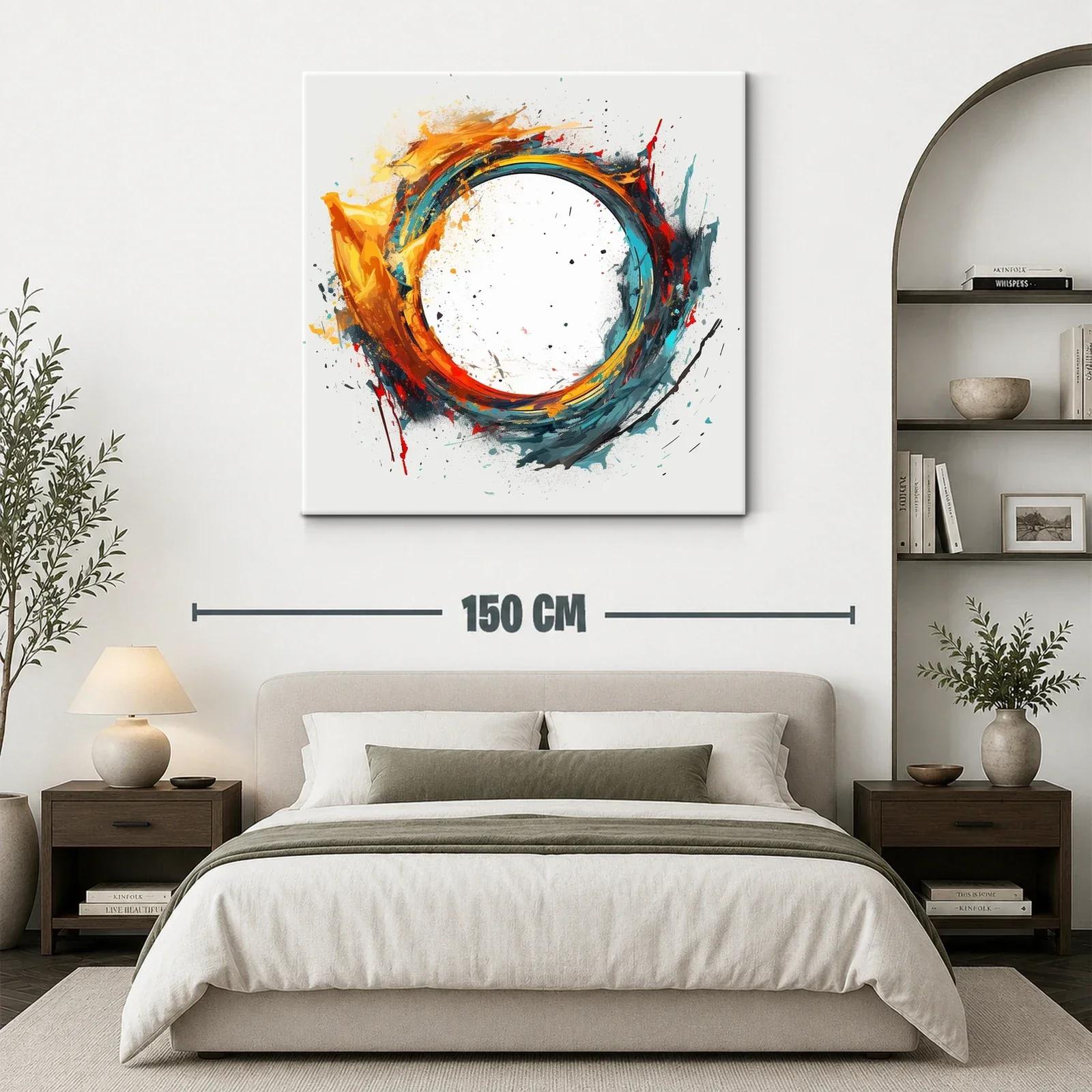 Cuadro abstracto con círculo dinámico en tonos vivos — miniatura 3