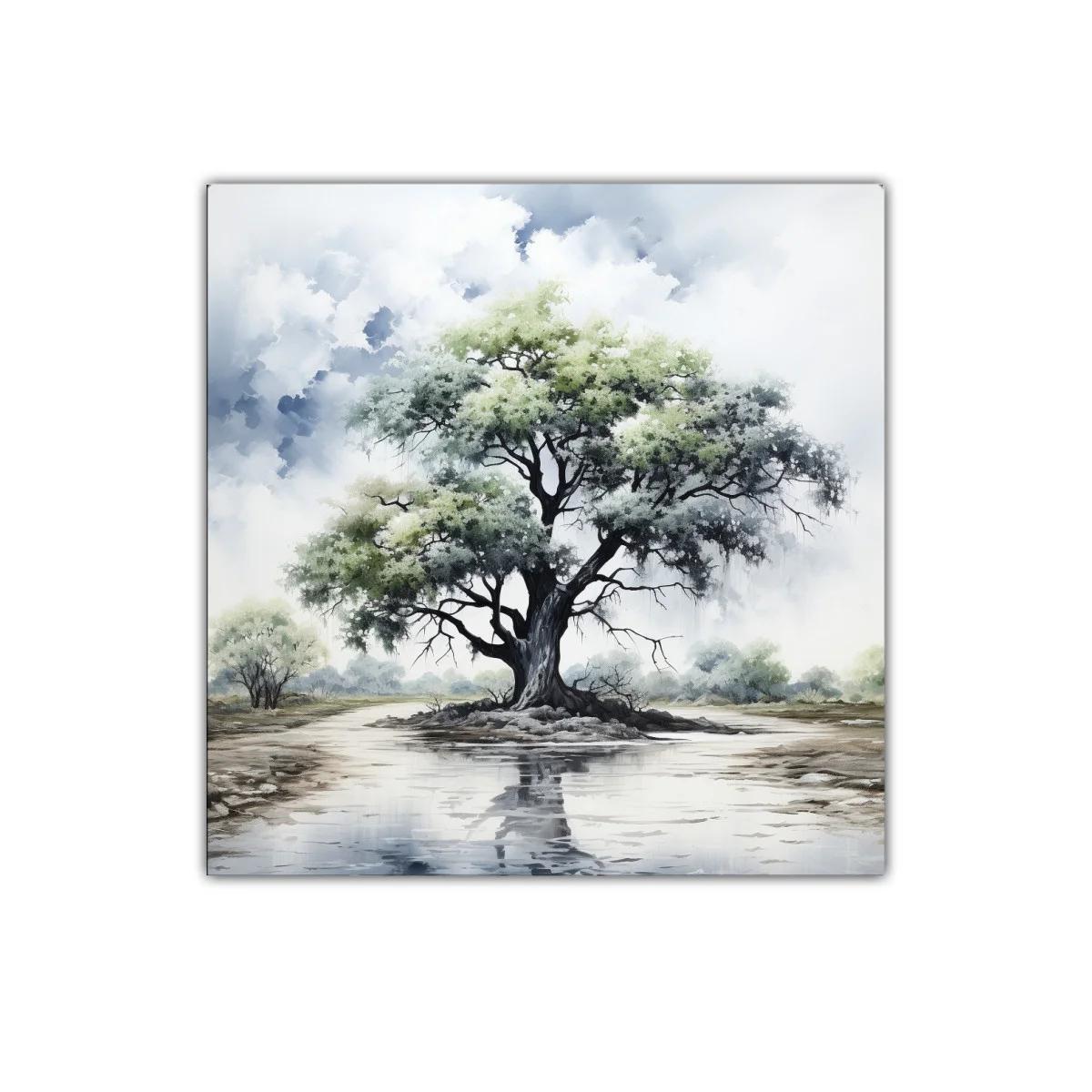 Árbol solitario con reflejo en aguas tranquilas — imagen principal