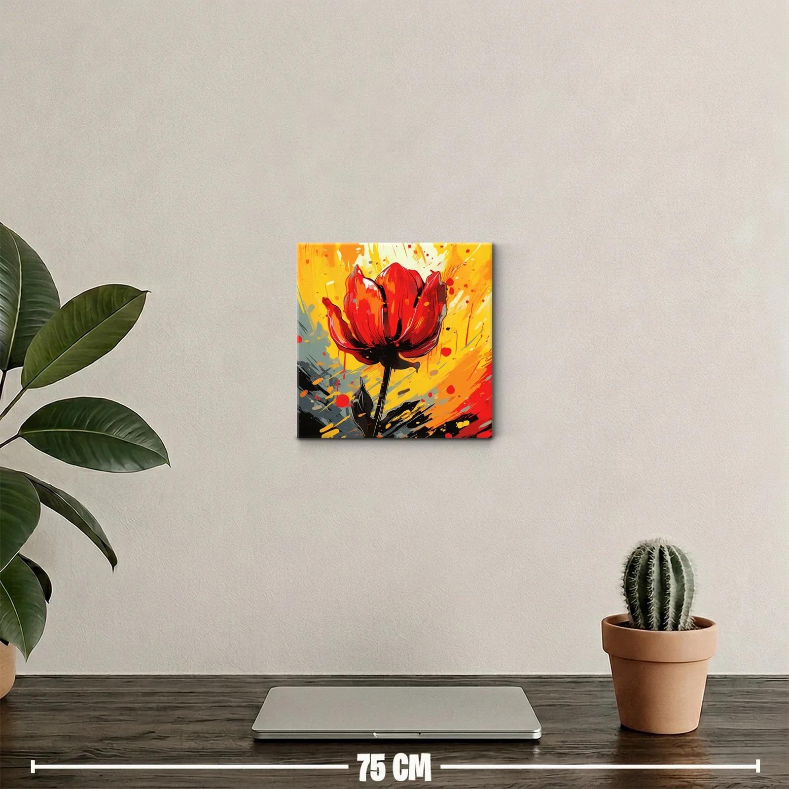 Flor roja vibrante con fondo abstracto de colores intensos — miniatura 2
