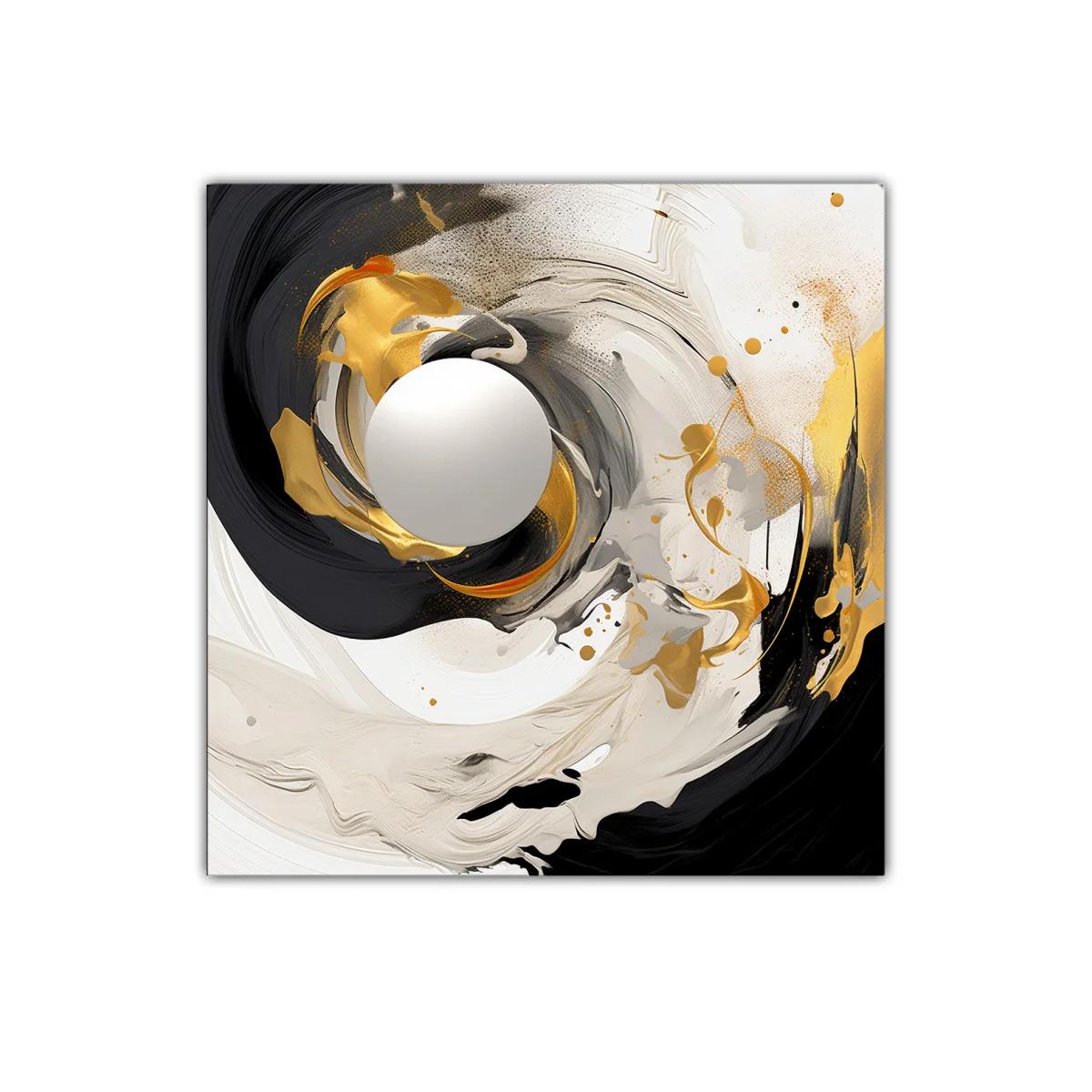 Cuadro decorativo con diseño abstracto en negro y dorado — imagen principal