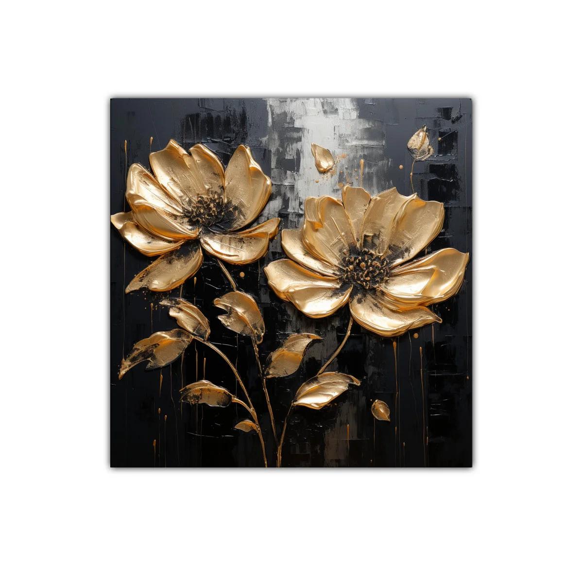 Elegante composición floral con tonos dorados brillantes