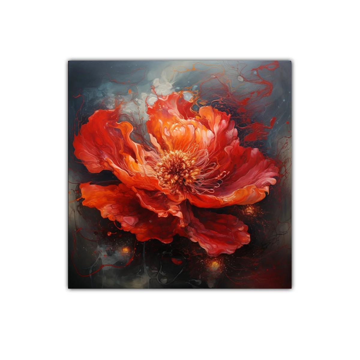 Florecer intenso en rojo vibrante con energía dinámica — imagen principal