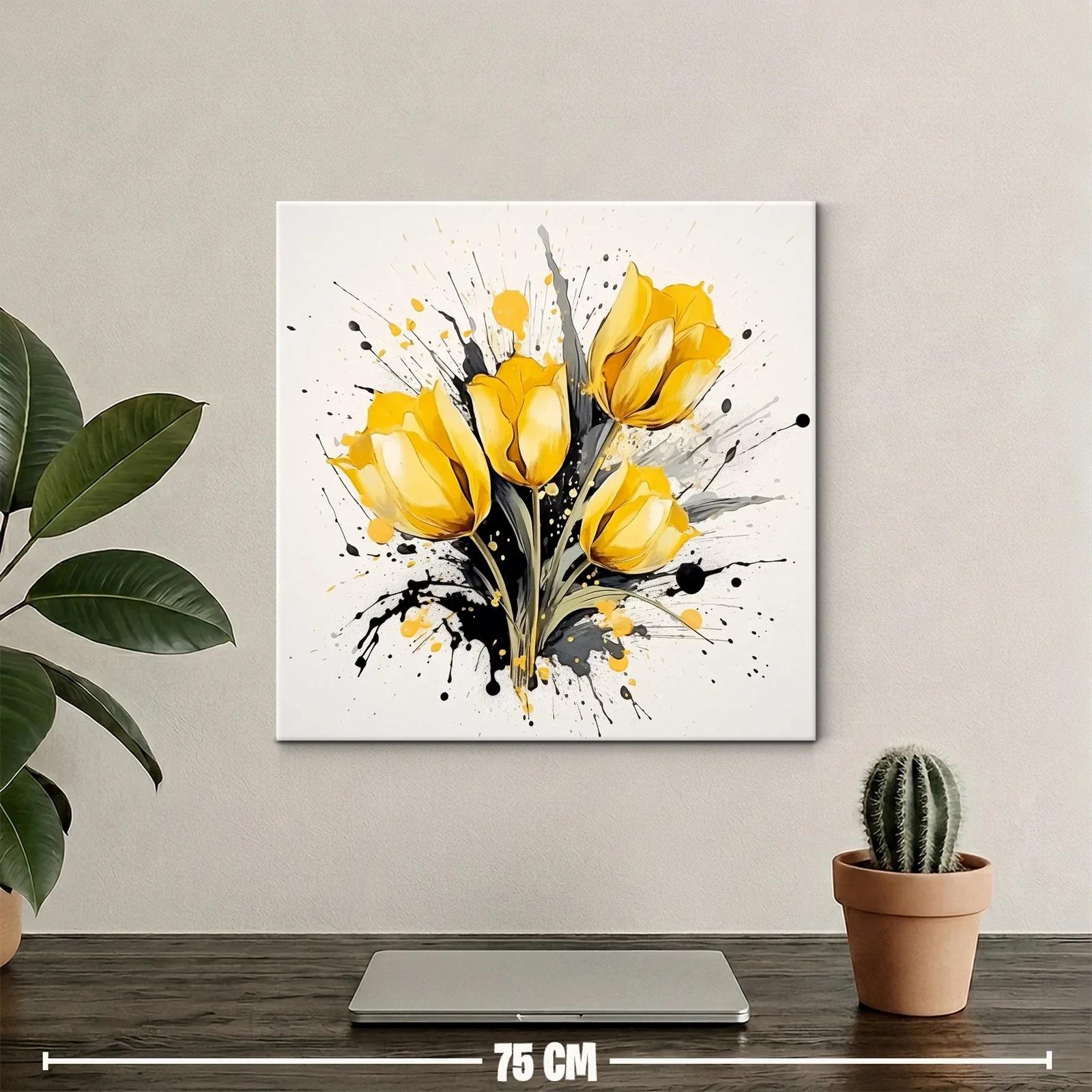 Ramillete de tulipanes amarillos con fondo artístico dinámico — miniatura 2