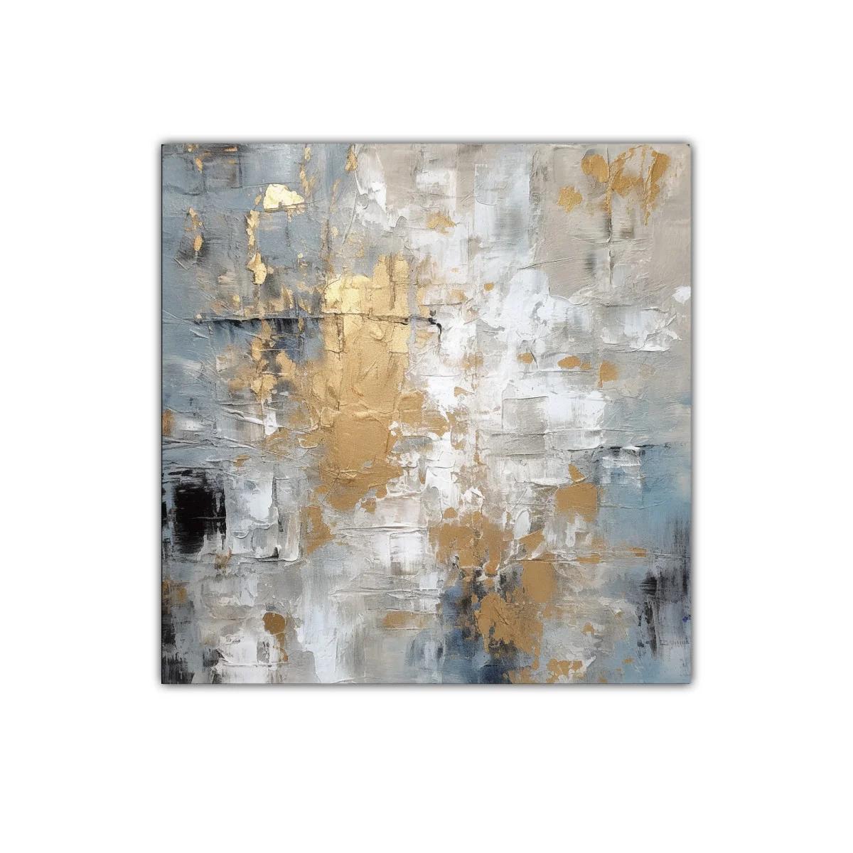 Cuadro abstracto con tonos dorados y grises moderno