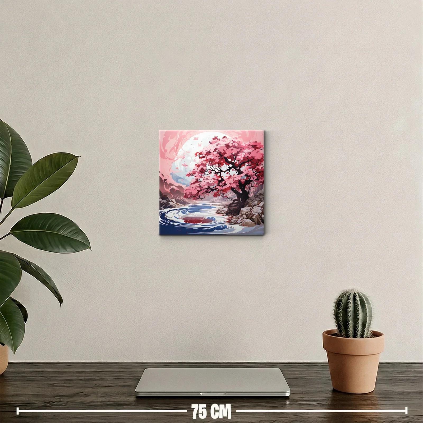 Impresionante árbol de flores rojas junto a río sereno — miniatura 2