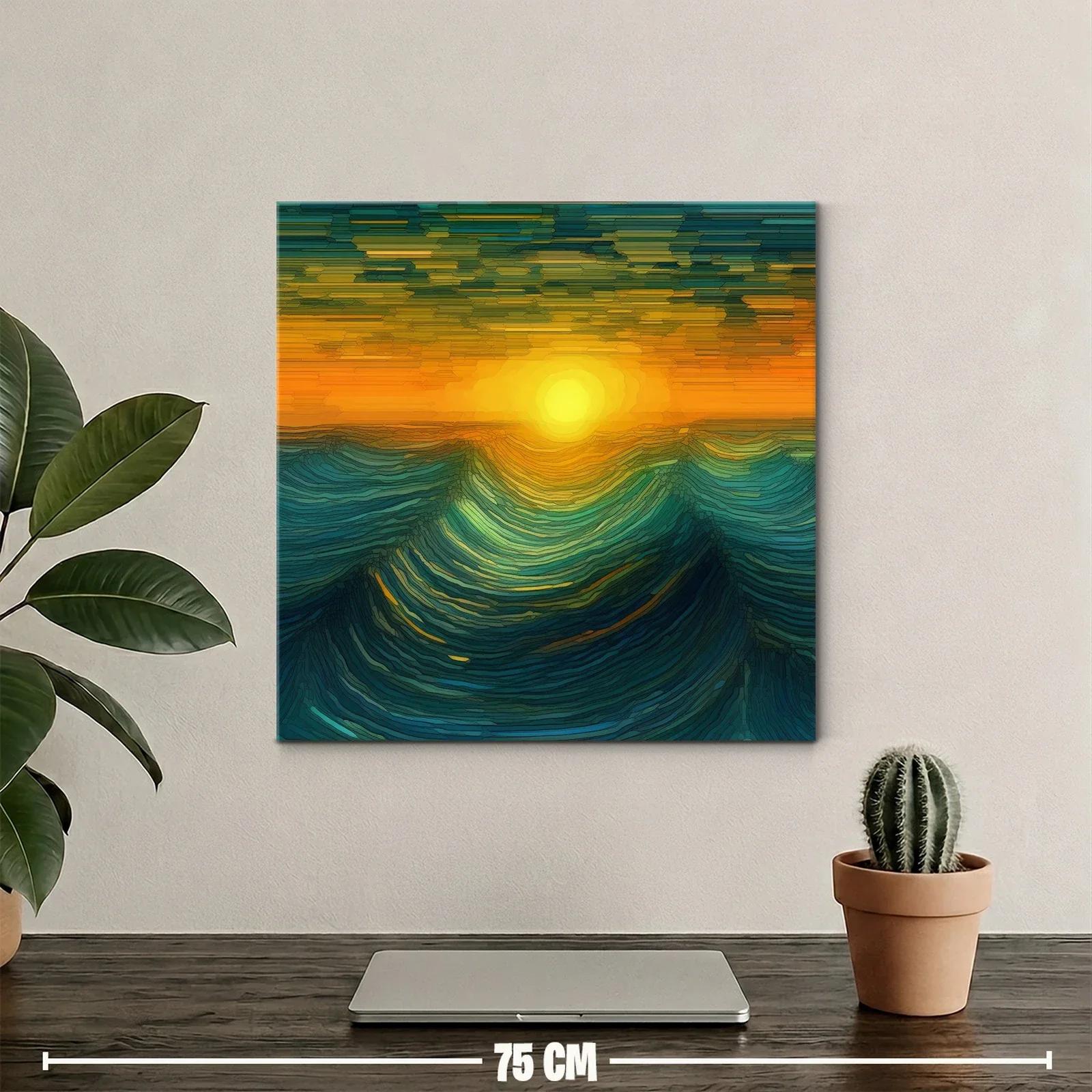 Inspirador atardecer con ondas marinas en tonos cálidos — miniatura 2
