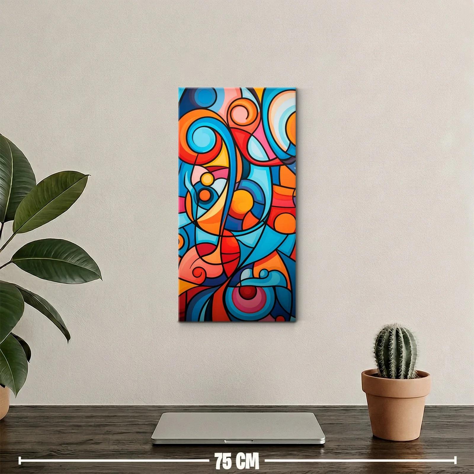 Cuadro abstracto de círculos y curvas enlazadas — miniatura 2