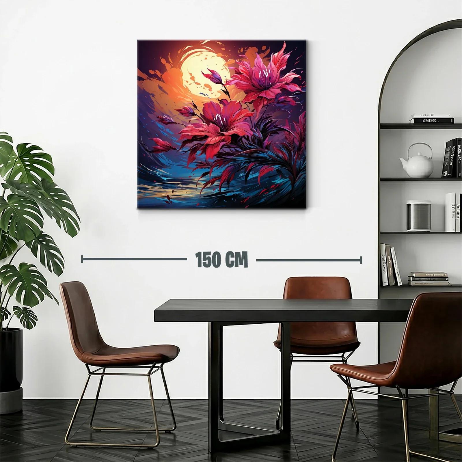 Flores vibrantes bajo la luz intensa de la luna llena — miniatura 2