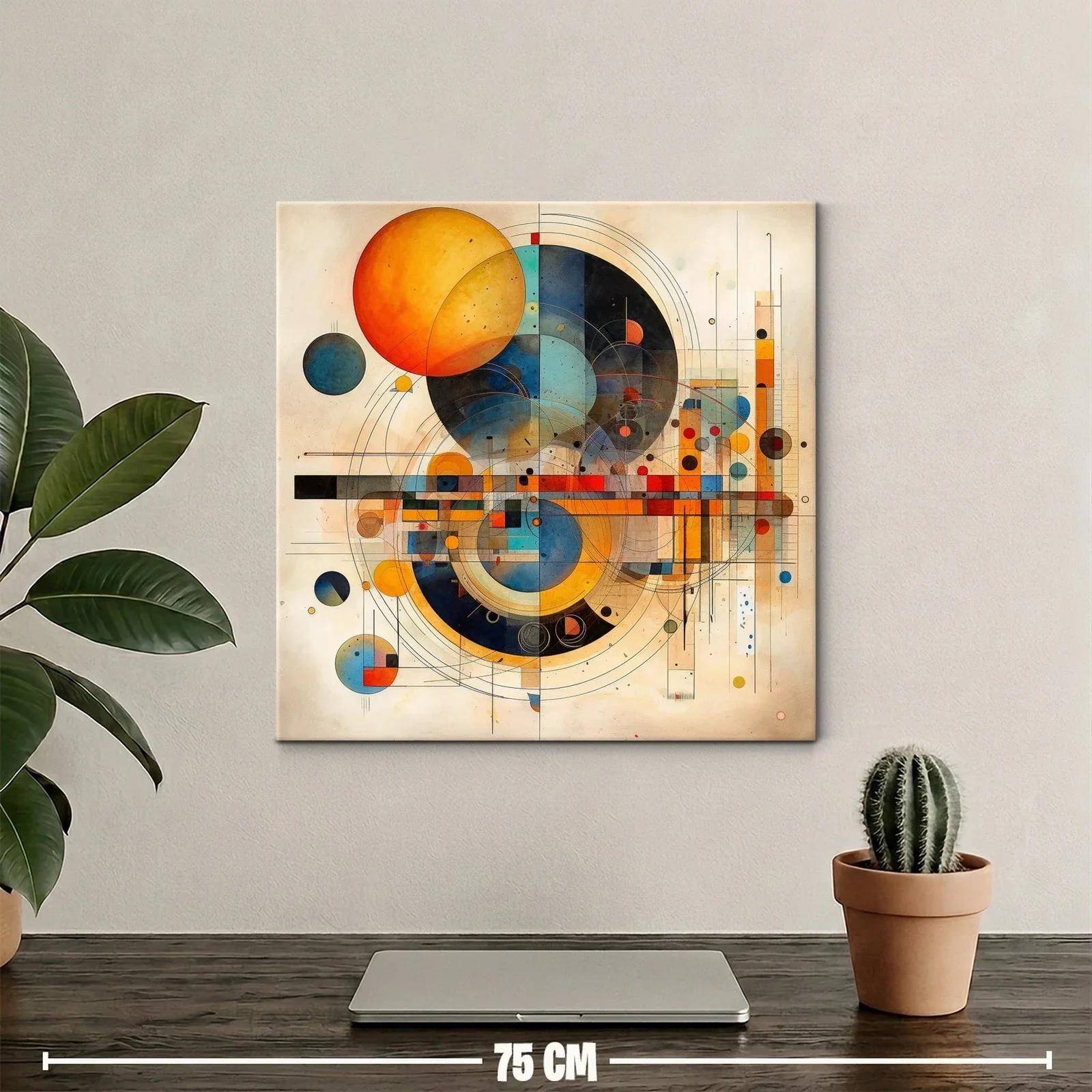 Composición geométrica con círculos y líneas en tonos cálidos — miniatura 2