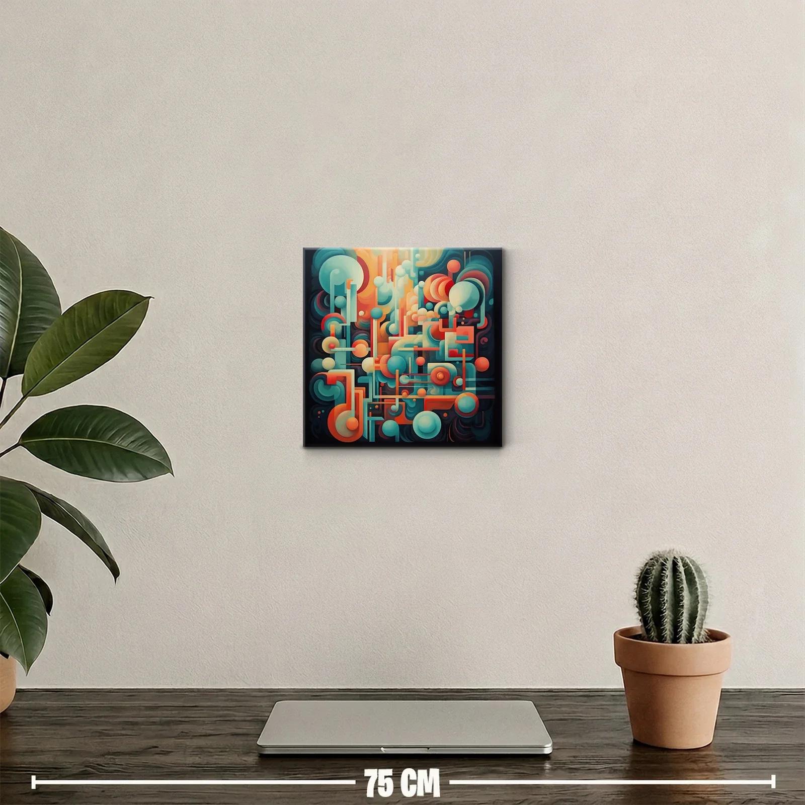 Cuadro abstracto con formas geométricas y colores vibrantes — miniatura 2