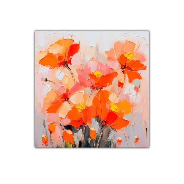 Cuadro decorativo con flores vibrantes en tonos anaranjados