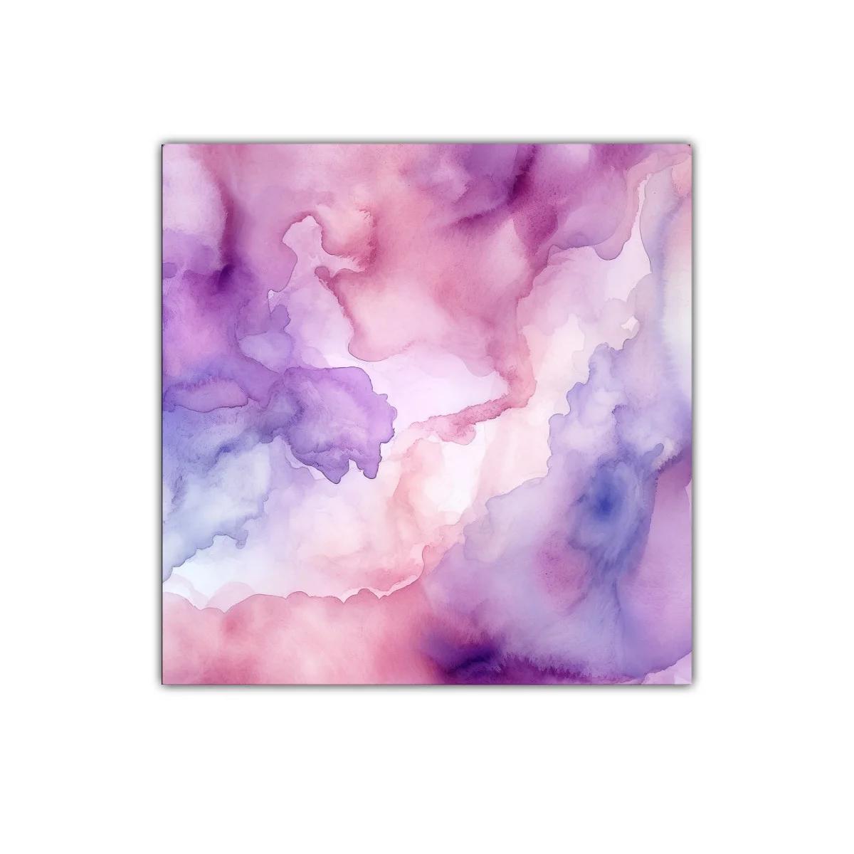 Cuadro abstracto en tonos suaves de morado y rosa — miniatura 1