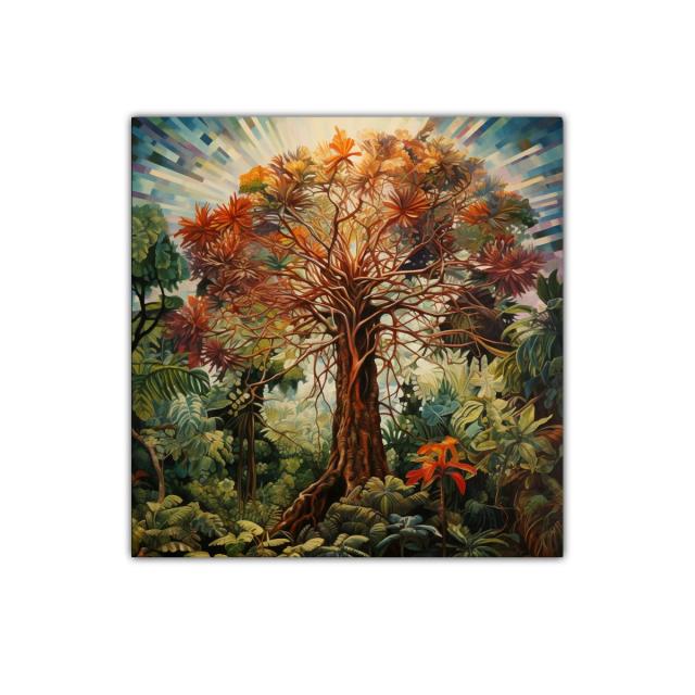 Árbol radiante en vibrante paisaje natural tropical