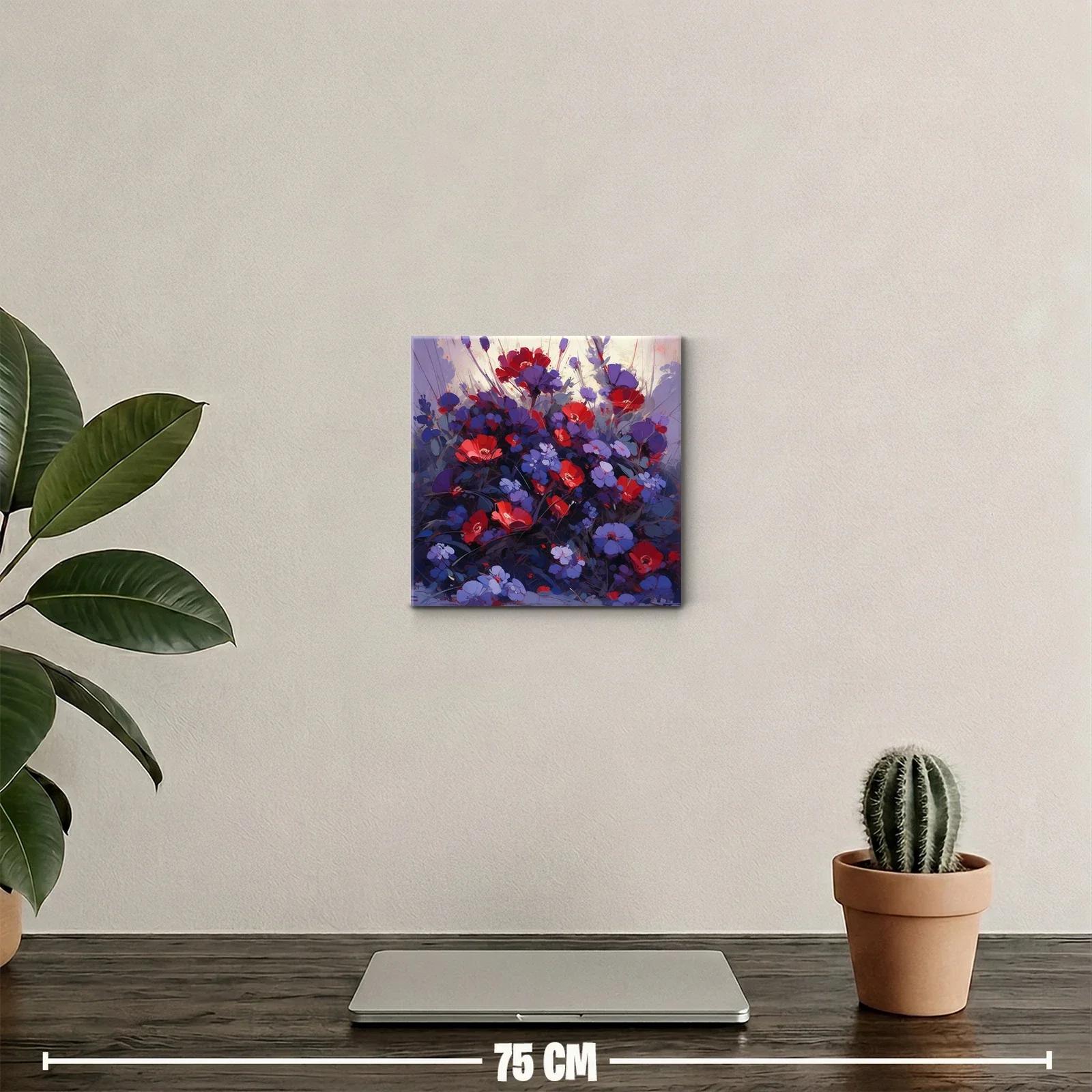 Composición floral vibrante con rojos y violetas intensos — miniatura 2