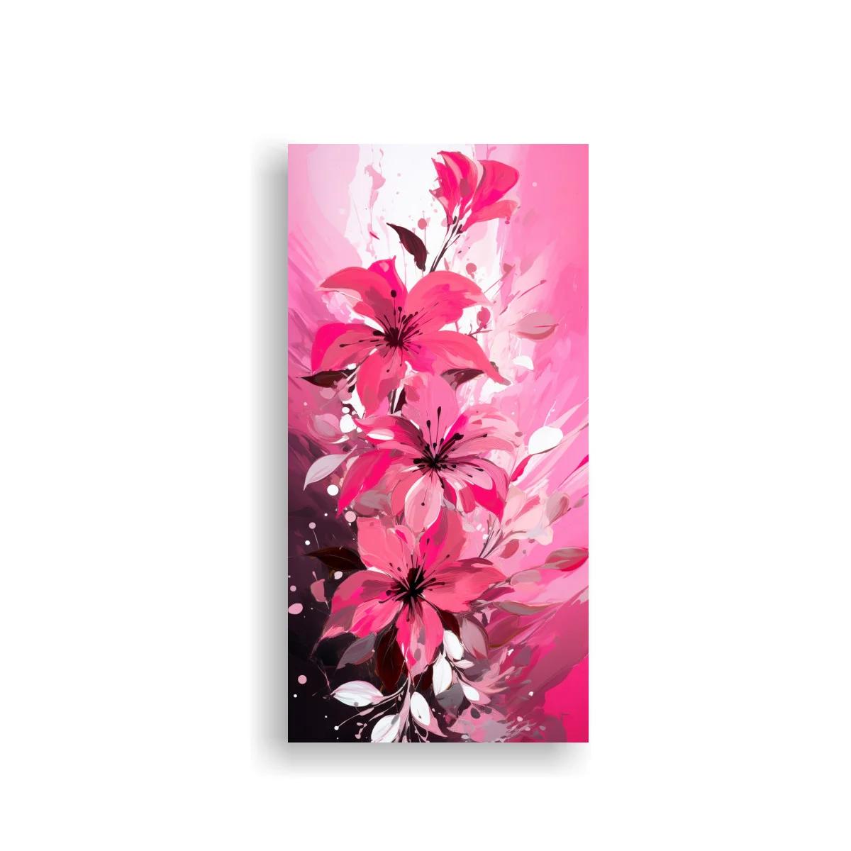Cuadro lirios rosados con fondo rosa luminoso