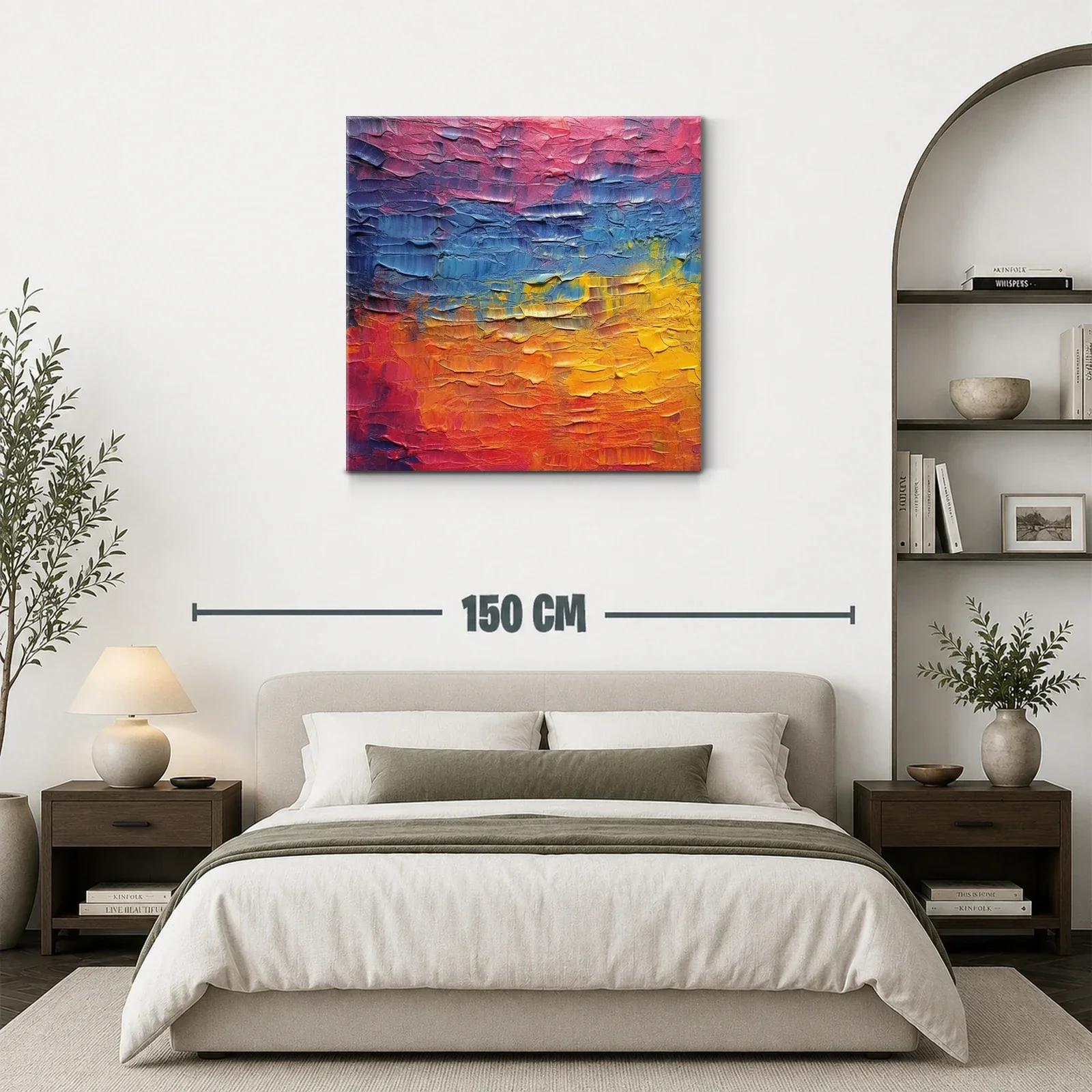 Cuadro abstracto con vibrantes tonos cálidos y fríos — miniatura 3