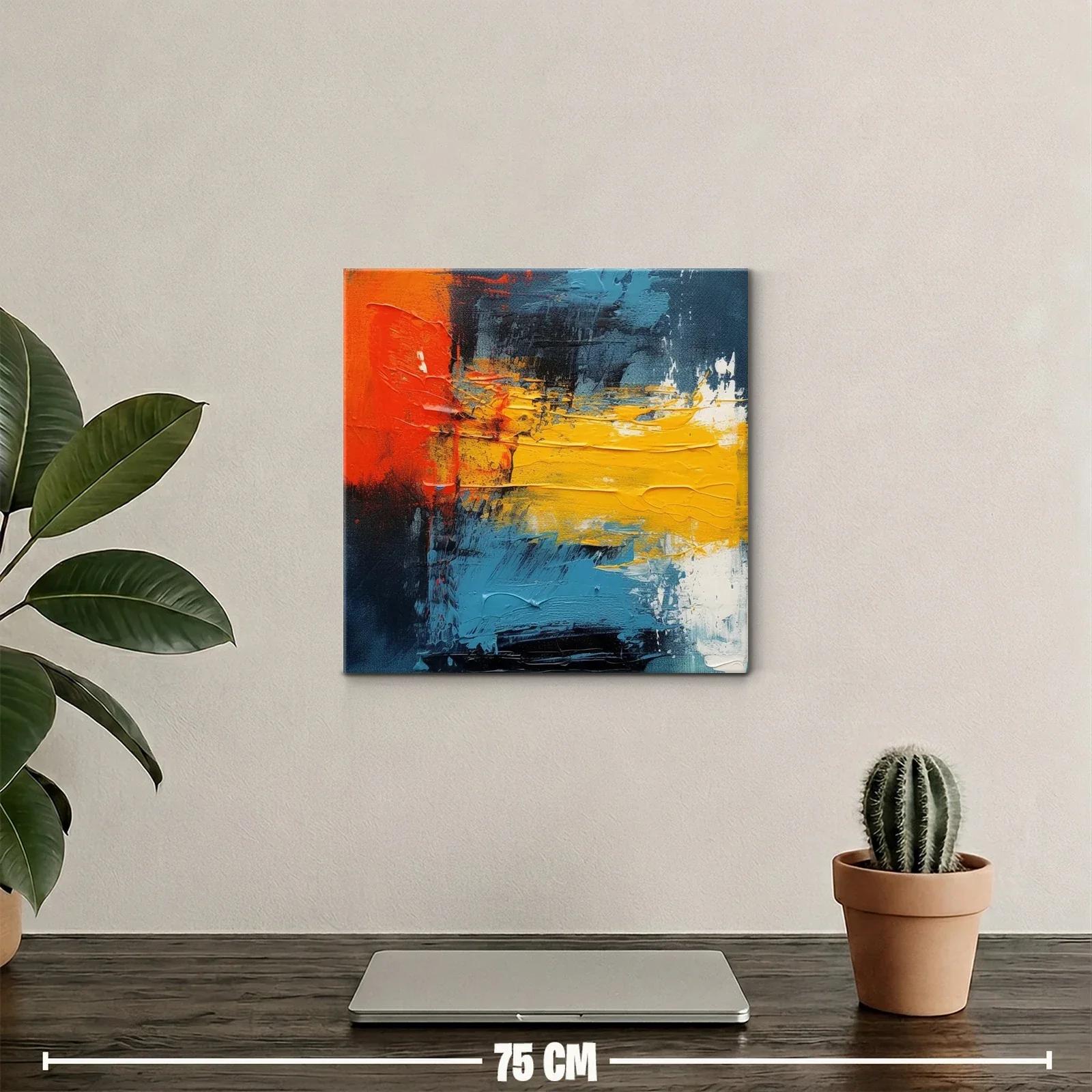 Cuadro abstracto con vibrantes tonos azules y naranjas — miniatura 2