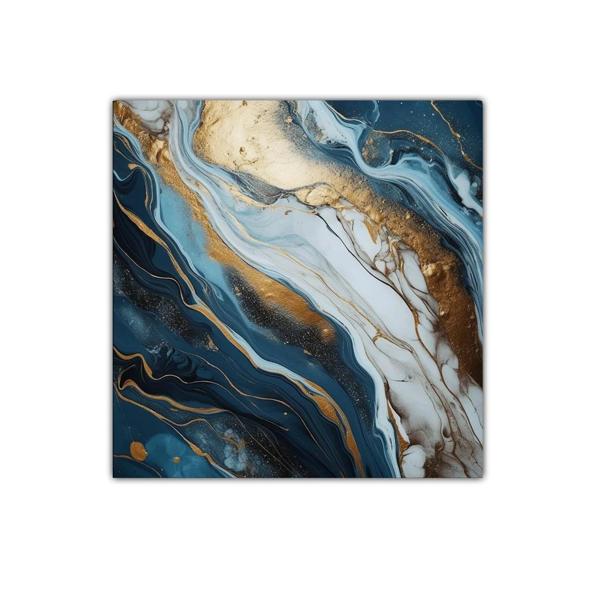 Abstracto moderno con vetas doradas y tonos azul profundo