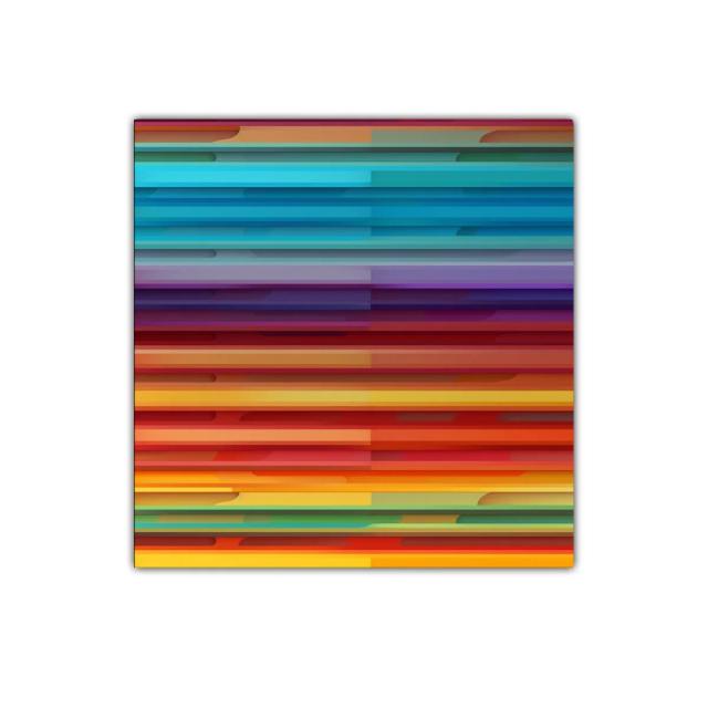 Cuadro abstracto con líneas horizontales multicolor vibrante