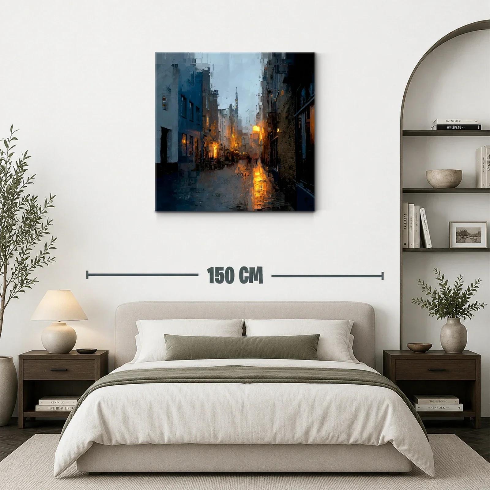 Atardecer urbano con luces cálidas y reflejos dorados — miniatura 3