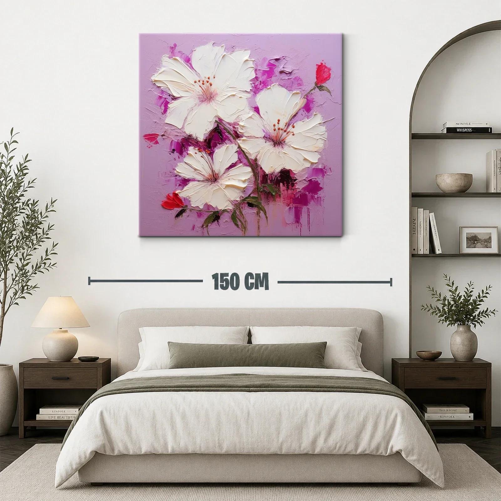 Elegantes flores blancas sobre fondo lavanda vibrante — miniatura 3