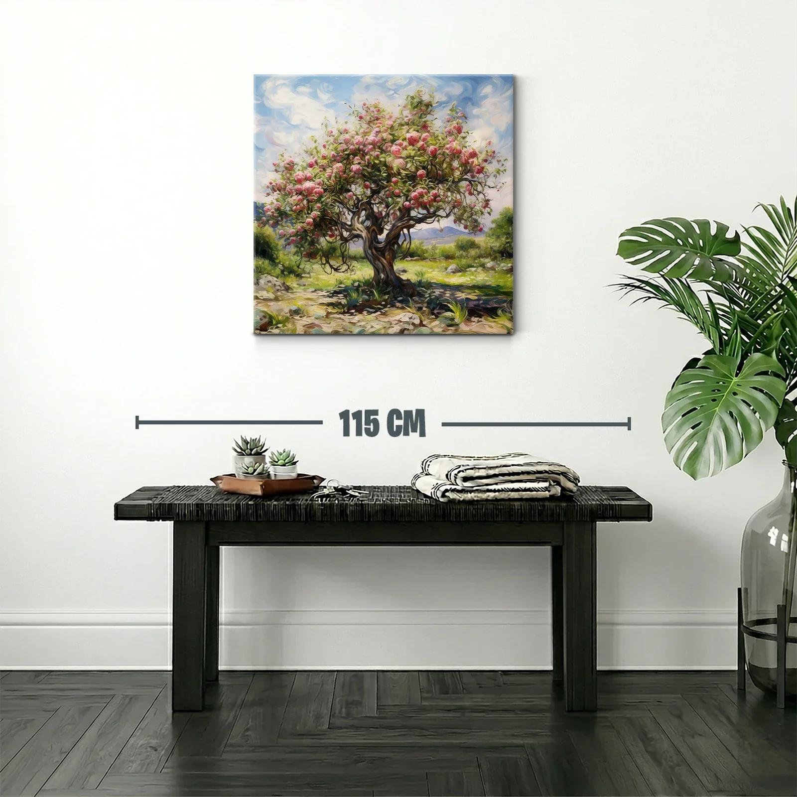 Árbol florido con manzanas en paisaje natural — miniatura 2