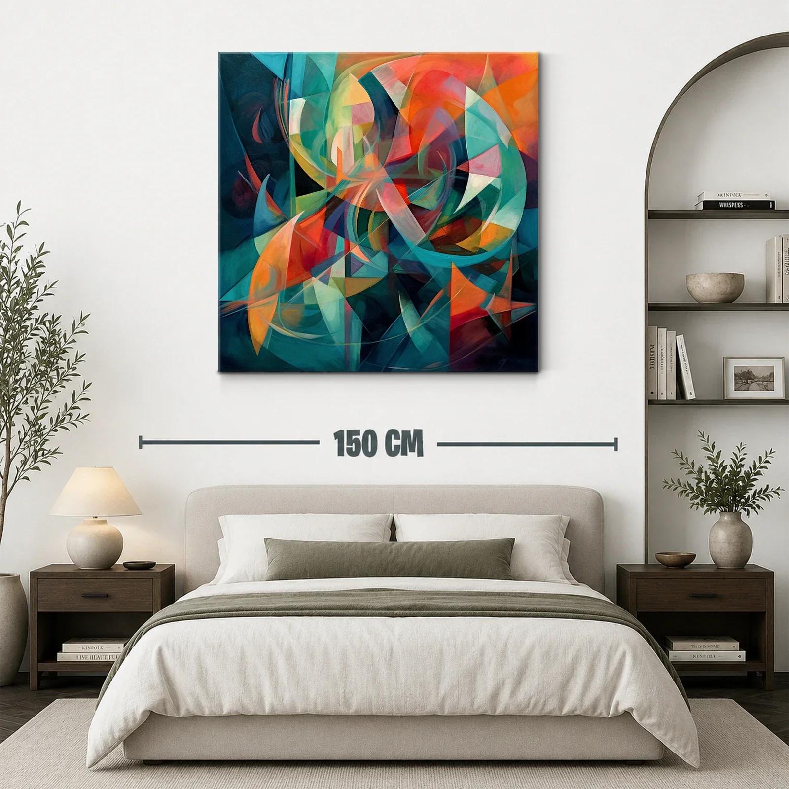 Composición abstracta en tonos cálidos y frescos vibrantes — miniatura 3