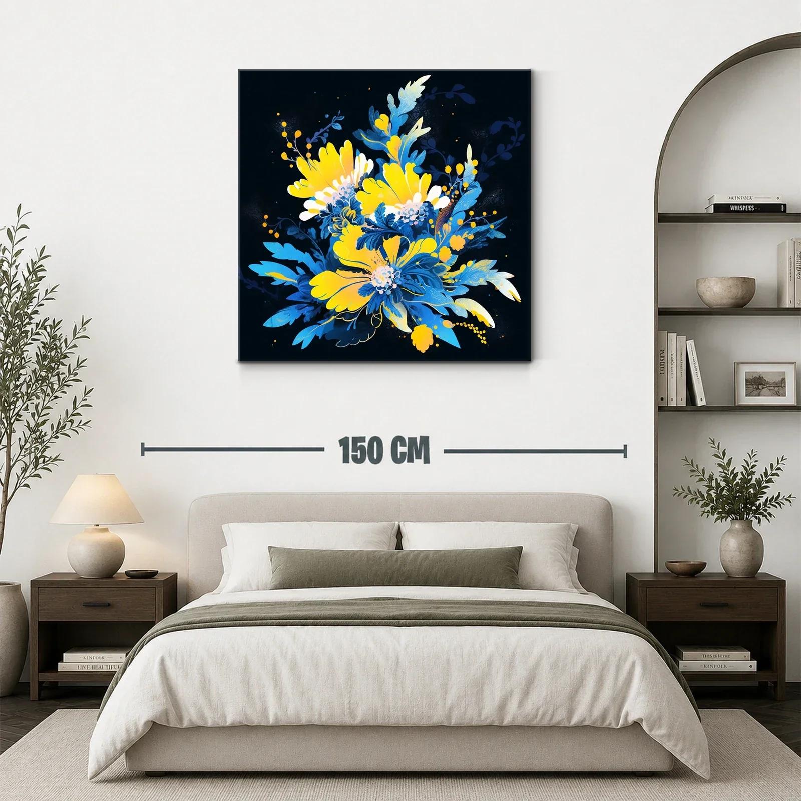 Composición floral vibrante en tonos azul y amarillo — miniatura 3