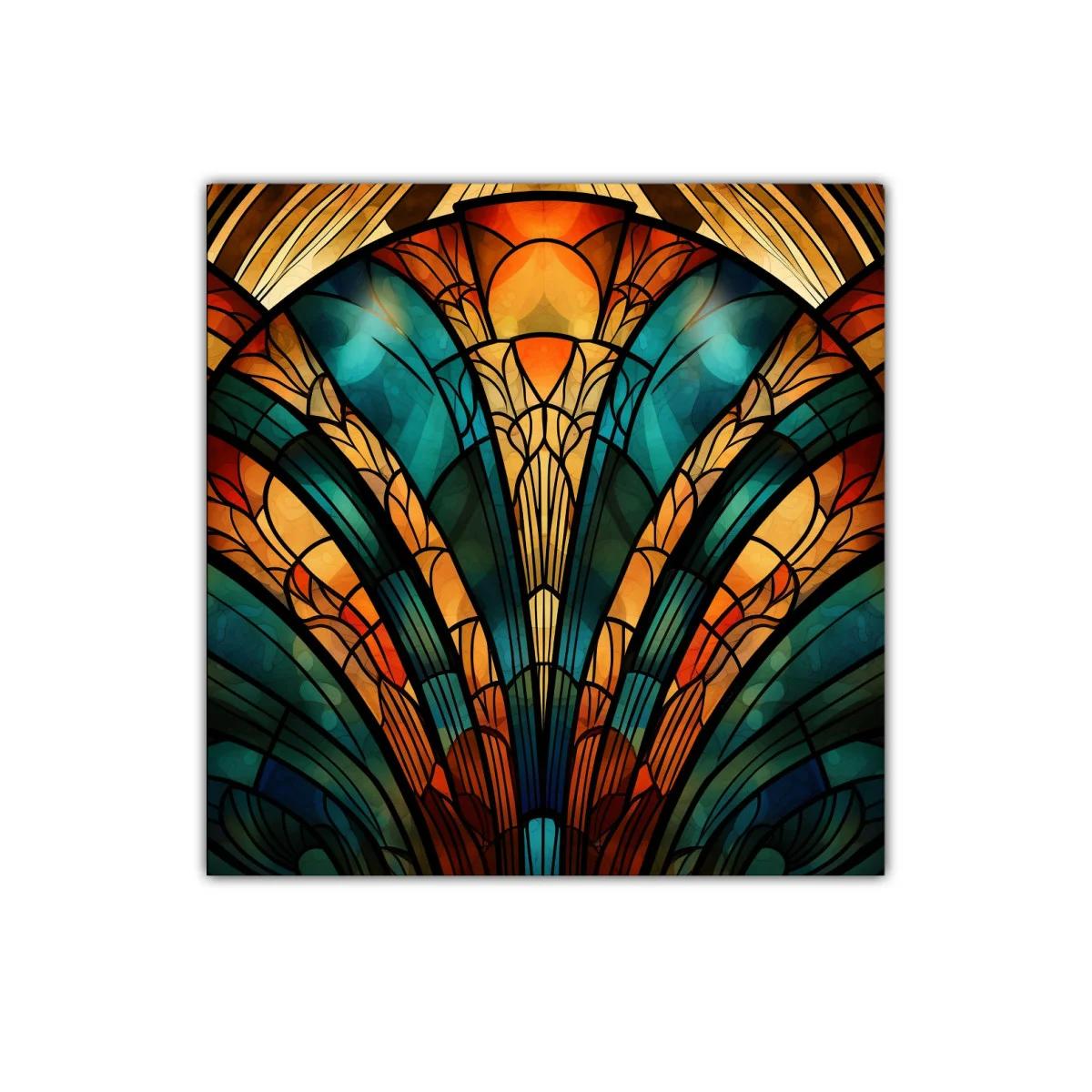 Cuadro decorativo con diseño estilo vitral colorido y elegante